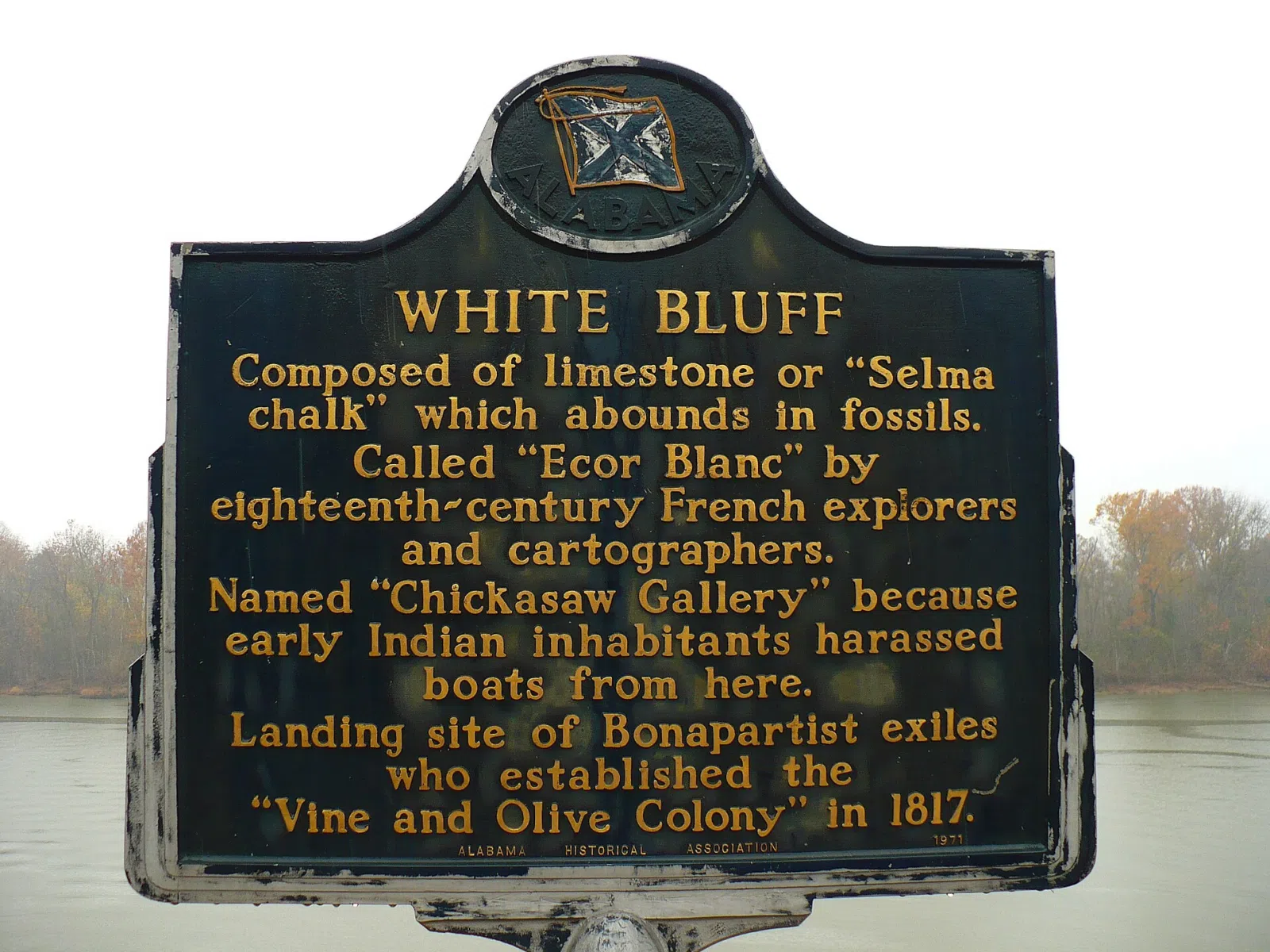 Historic marker for White Bluff in Demopolis, Marengo County, Alabama, United States.