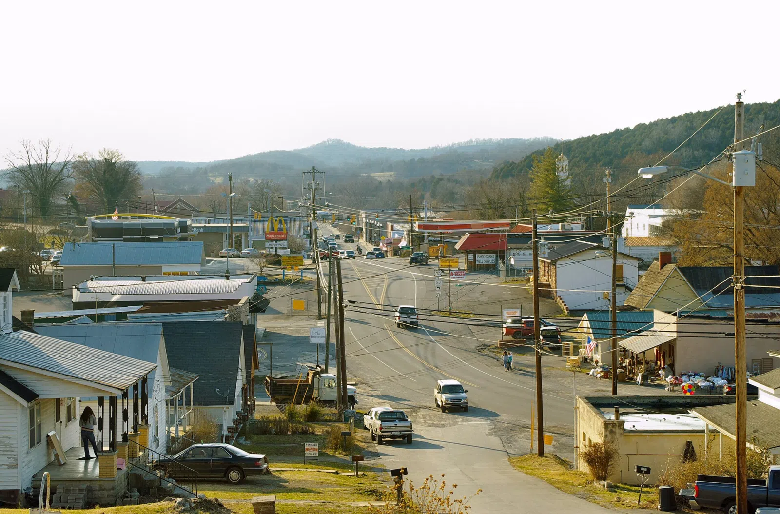 Main Street (US Route 70S) viewed from Summit Street in Woodbury, Tennessee , United States