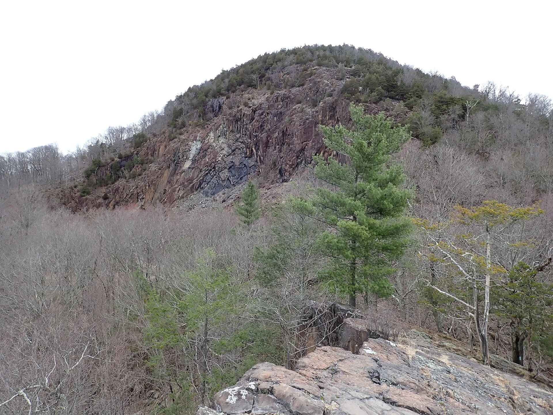 The head of Sleeping Giant; the old quarry area is visible.