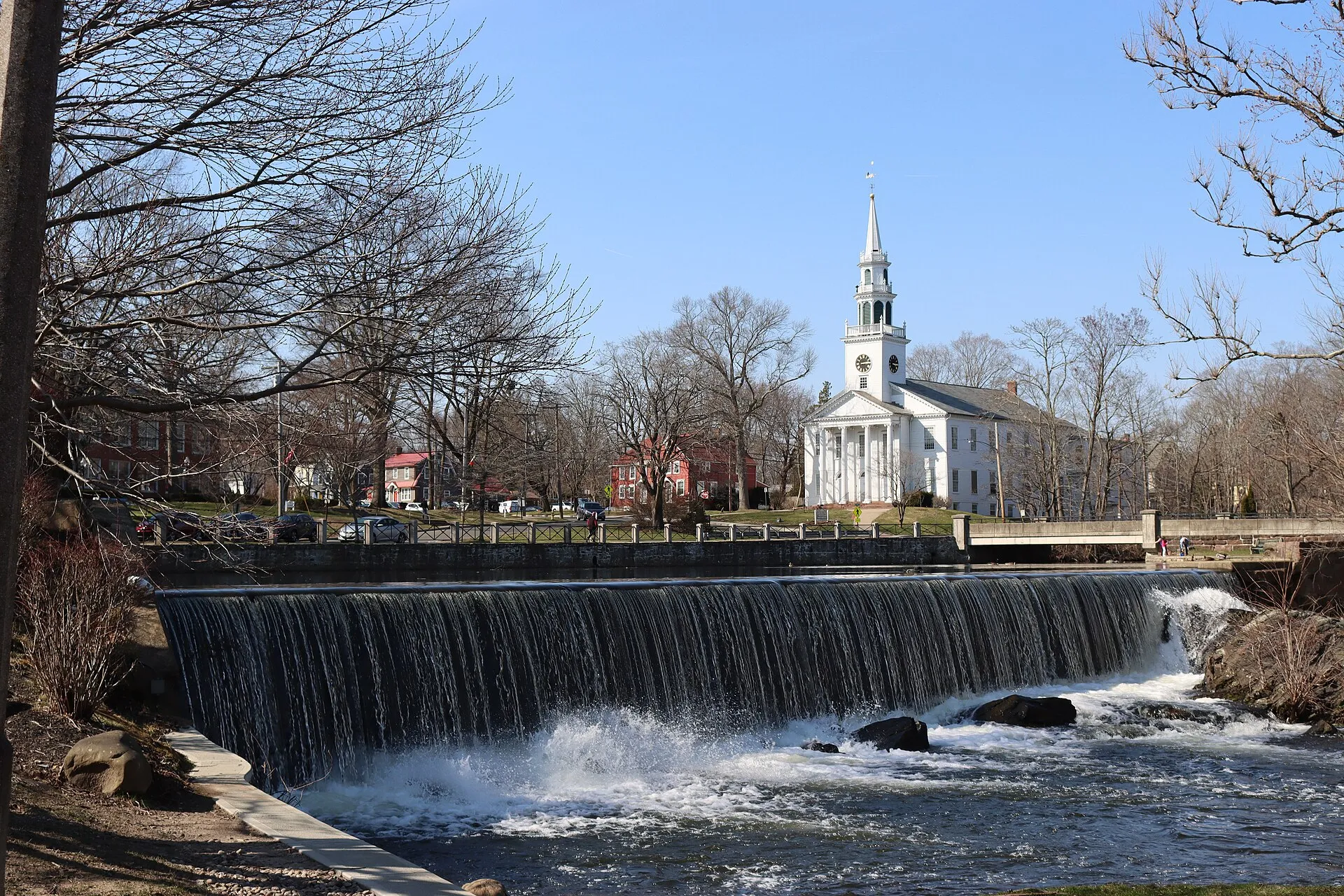 The waterfall at Lower Duck Pond on the Wepawaug River.