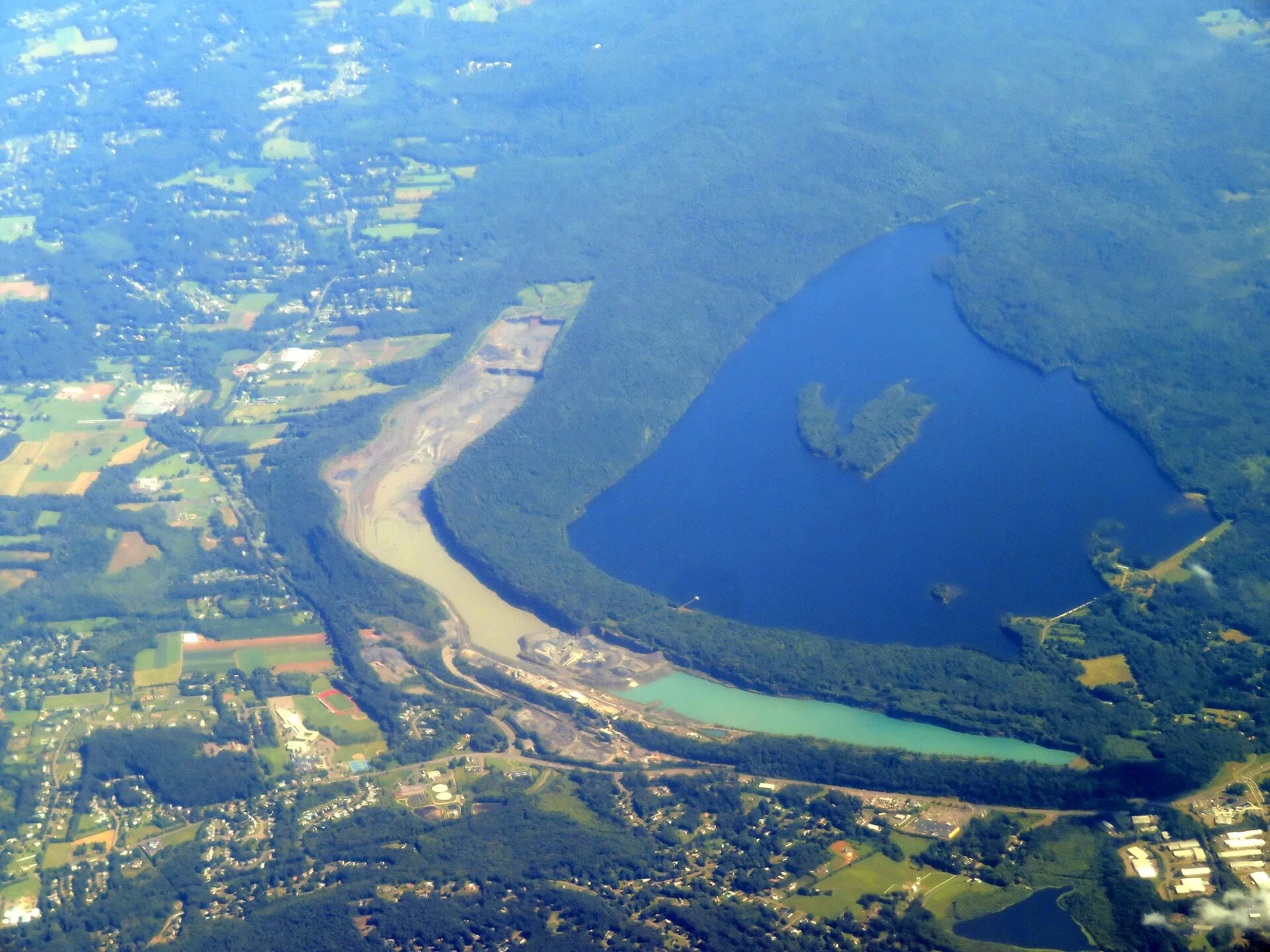 Aerial view of the Tilcon quarry and Lake Gaillard (July 2019).