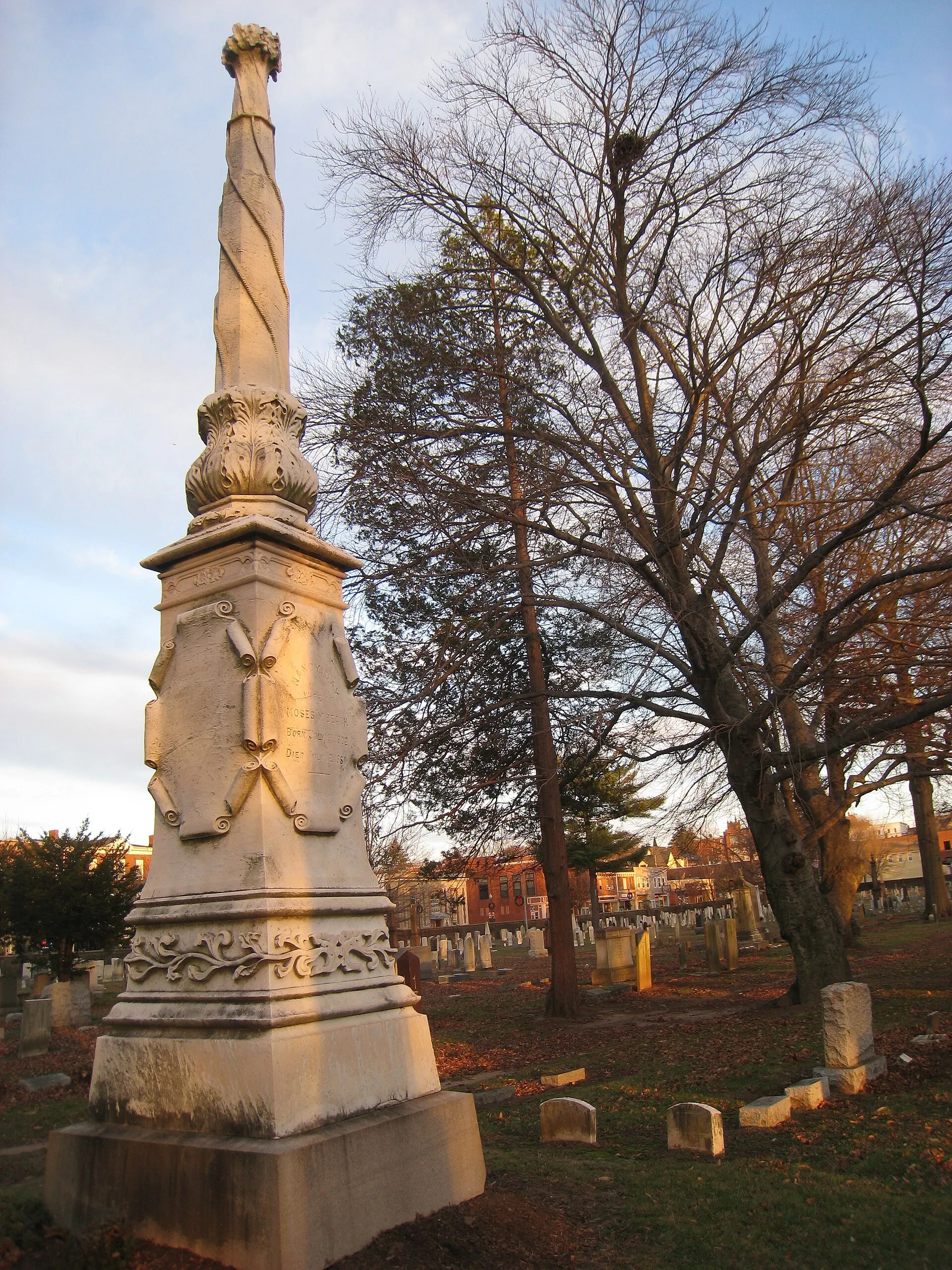 Moses Yale Beach monument, Center Street Cemetery.