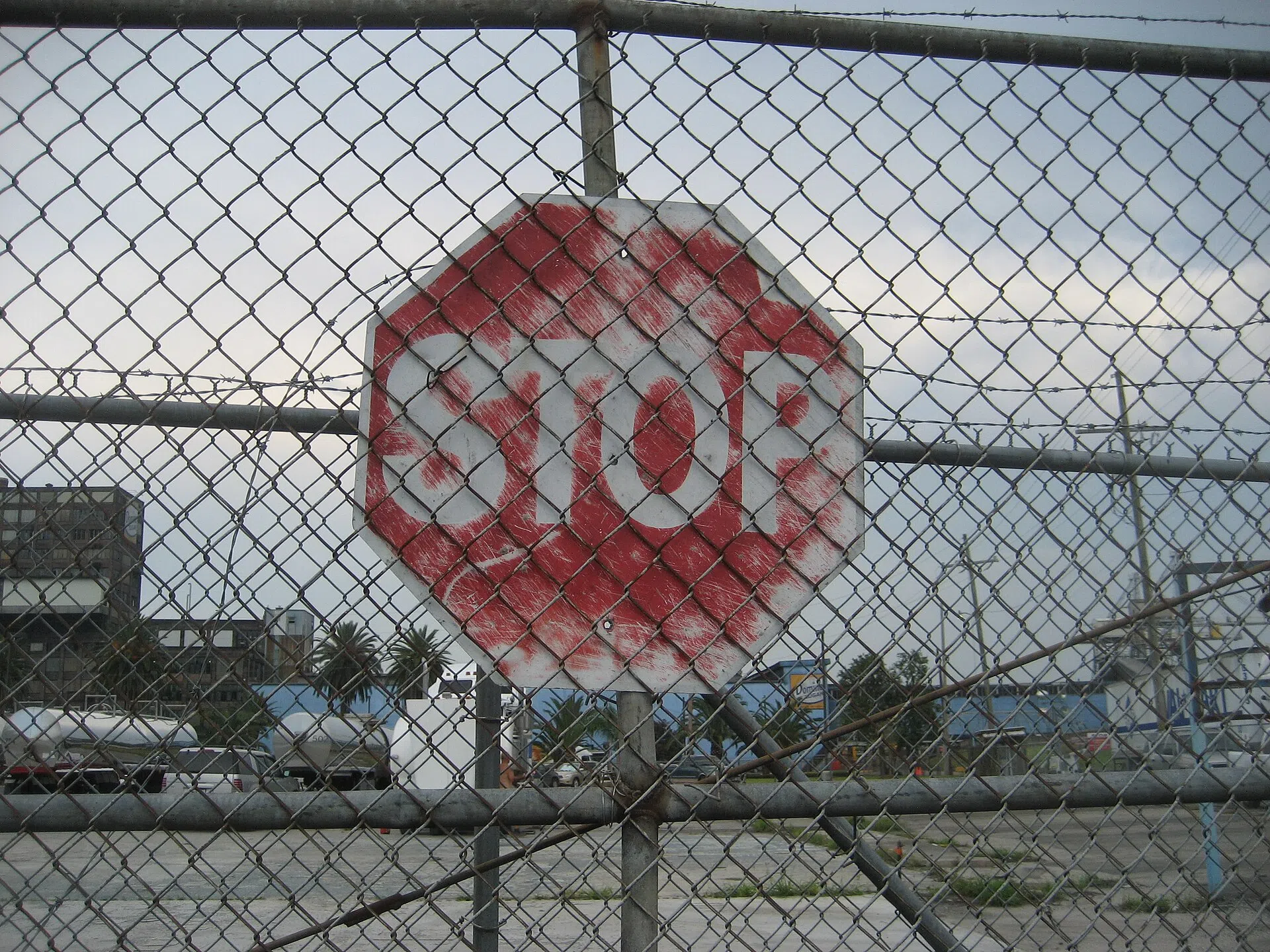Weathered STOP sign, Arabi, Louisiana