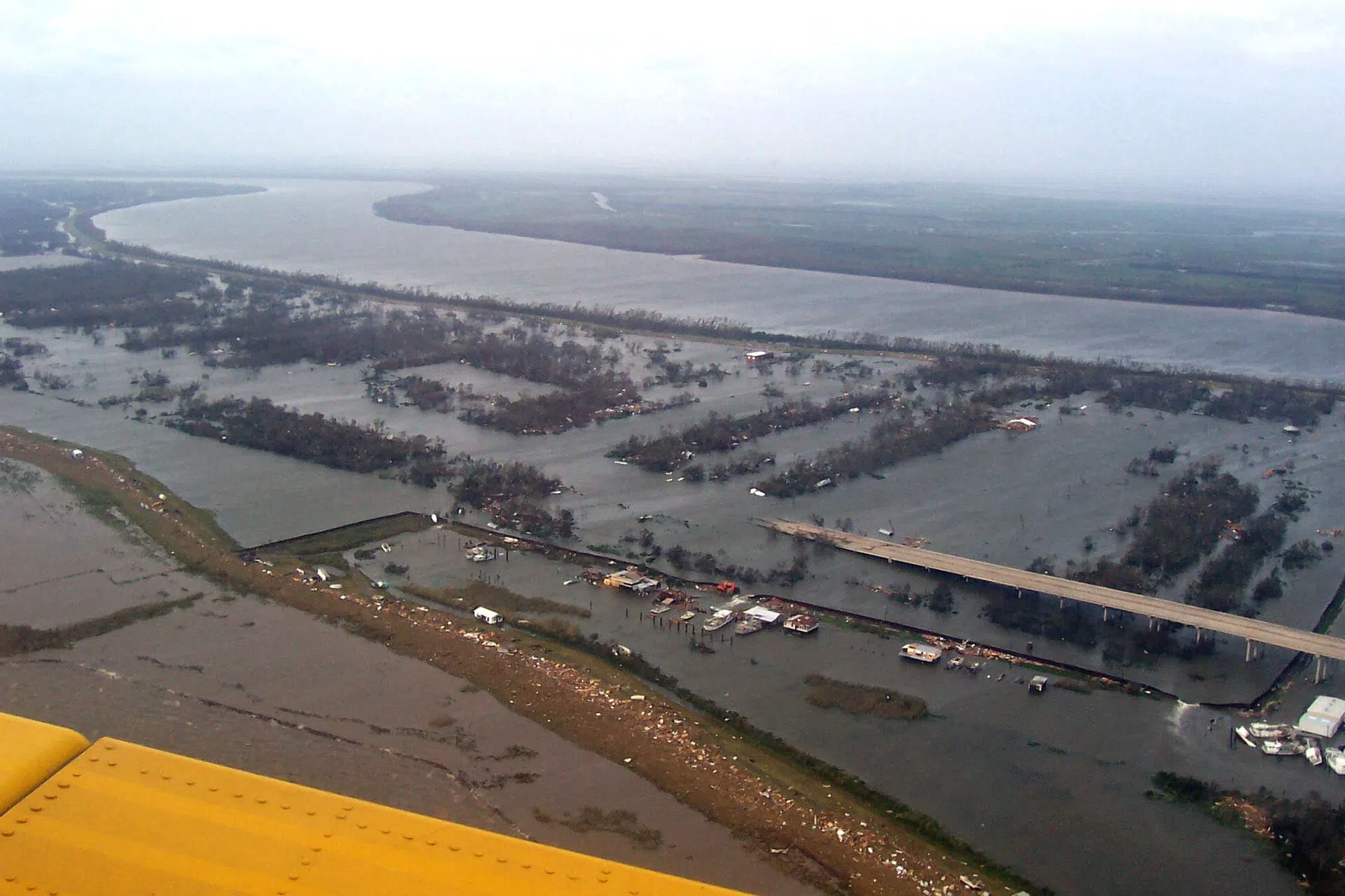 View of the Mississippi River and south Plaquemines Parish near Empire after Hurricane Katrina (U.S. Army Corps of Engineers)