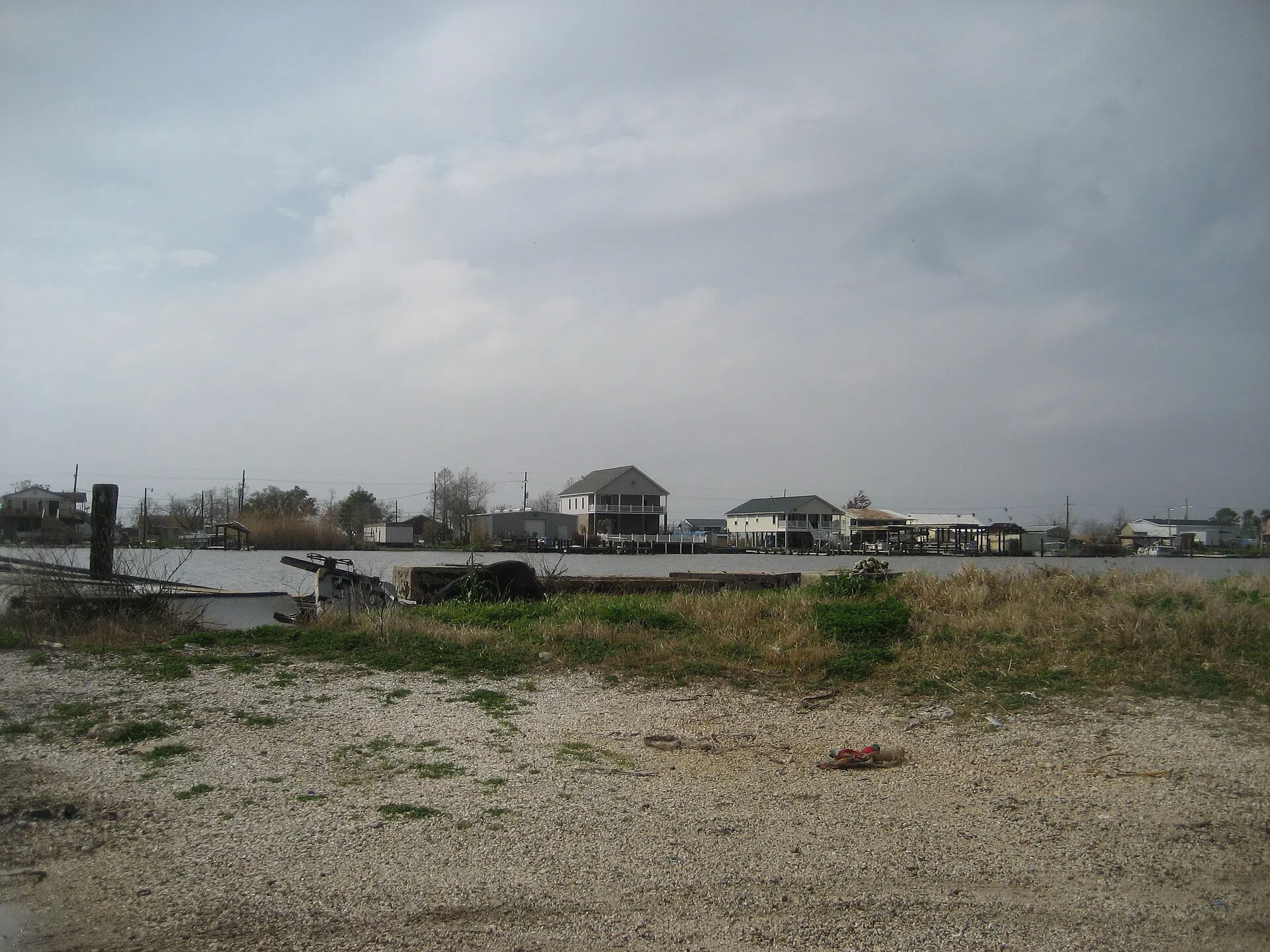 Lafitte, Southern Jefferson Parish, Louisiana.   Looking across Bayou Barataria to Barataria, Louisiana