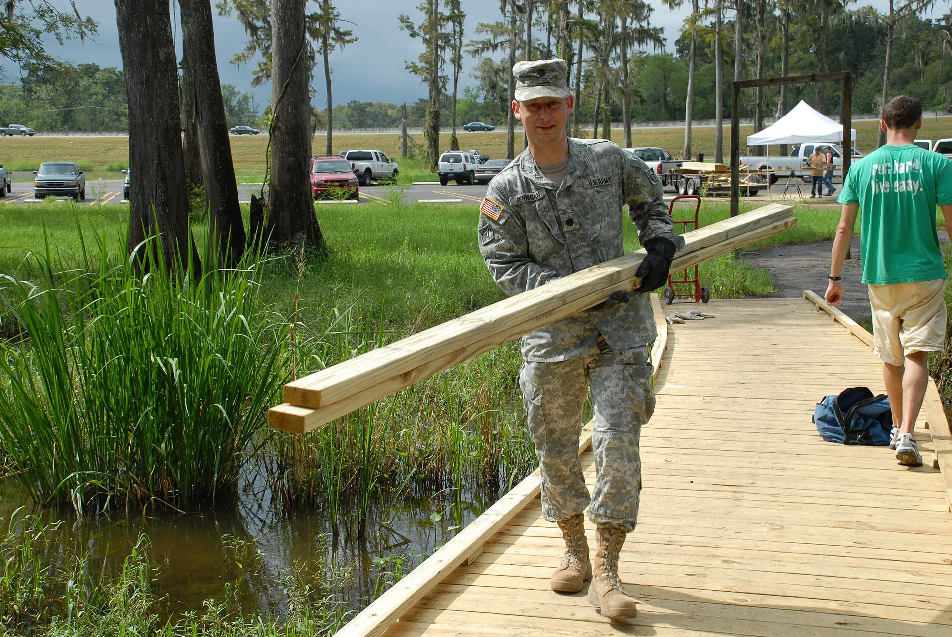 Volunteers took part in the 16th annual National Public Lands Day by helping to build the first 600 feet of the Spillway Nature Trail Board Walk and a scenic viewing deck at the Bonnet Carre Spillway’