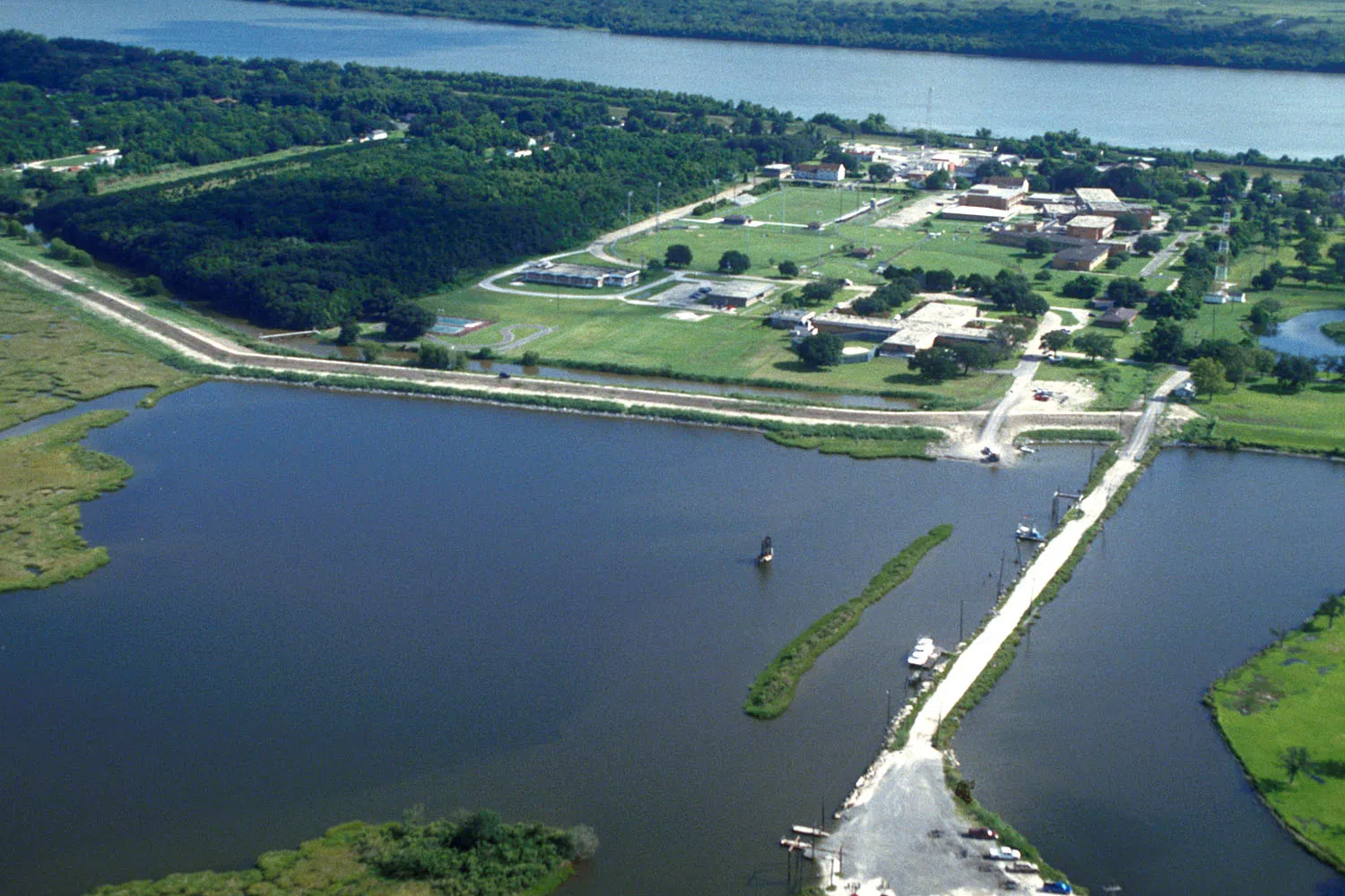 Aerial view of the central part of Port Sulphur, Plaquemines Parish, Louisiana (U.S. Army Corps of Engineers)