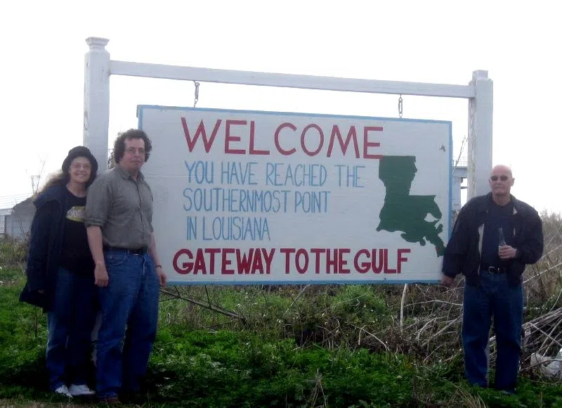 Sign in Venice, Louisiana marking the "Southernmost Point in Louisiana — Gateway to the Gulf."