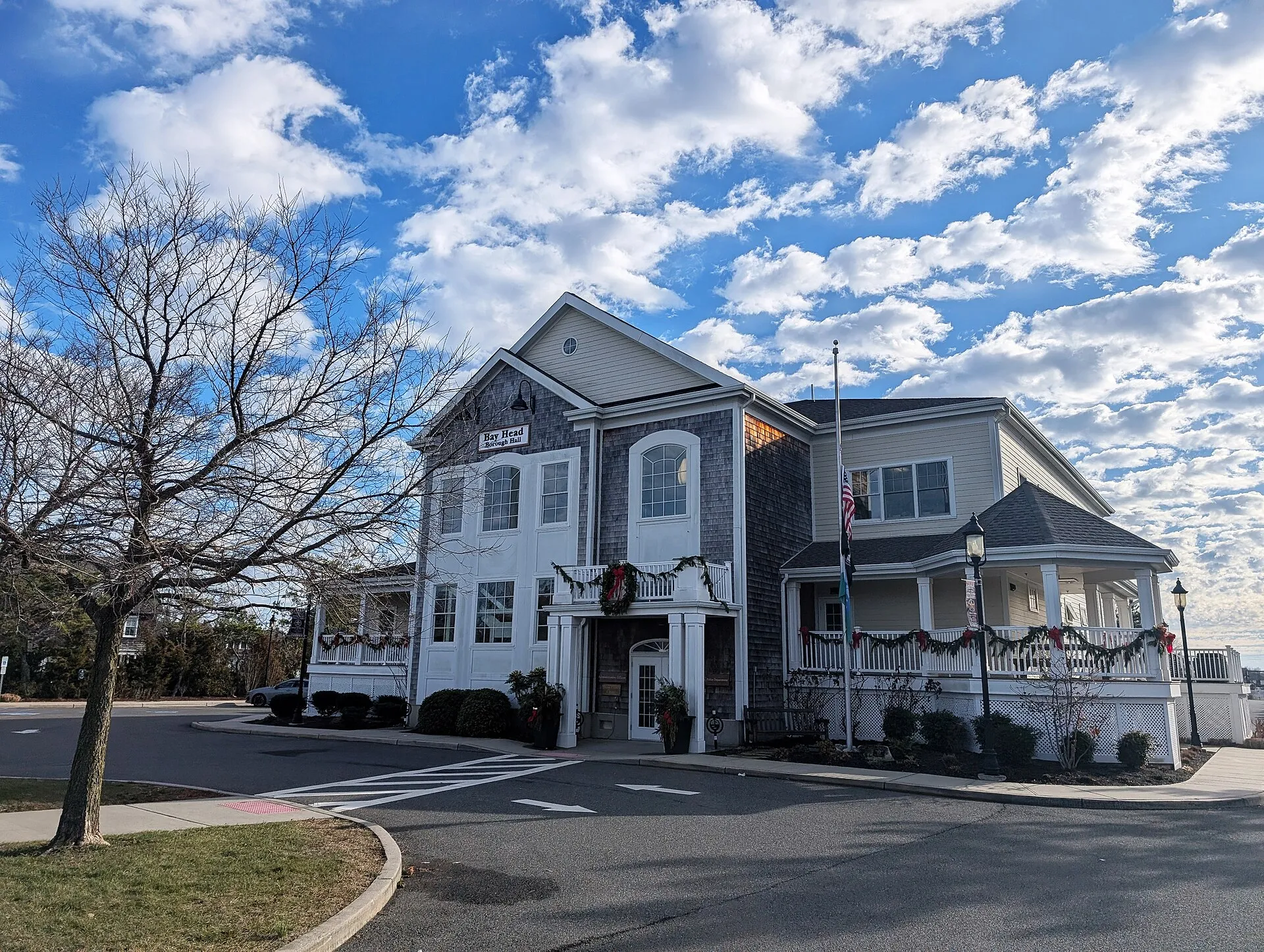 Photo of the Bay Head, New Jersey Borough Hall. Photo taken from the building's parking lot looking south-southeast