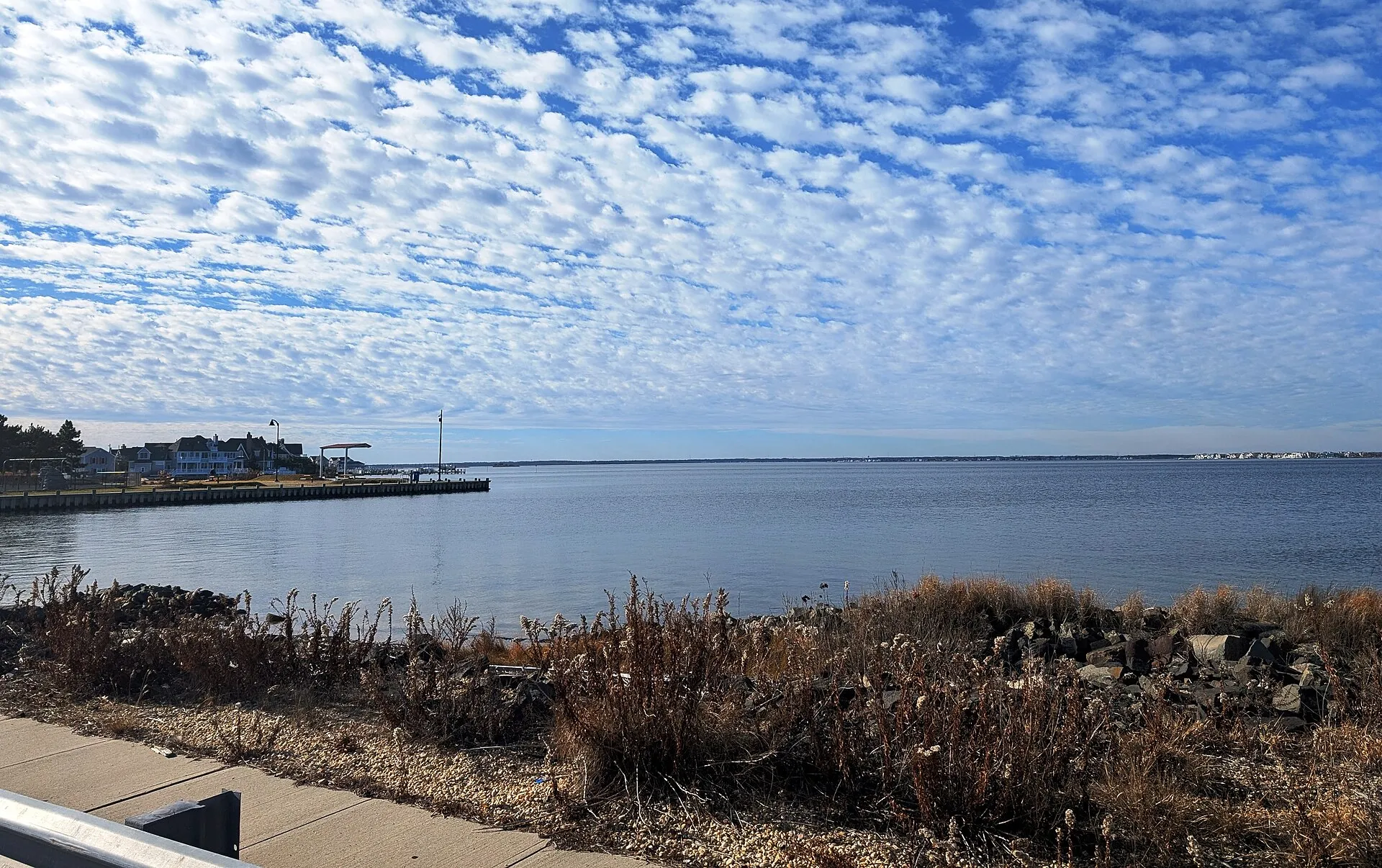 Photo of the Barnegat Bay as seen from the Camp Osbourne section of Brick Township, New Jersey. Photo taken from New Jersey Route 35 (West Central Avenue) looking west-southwest