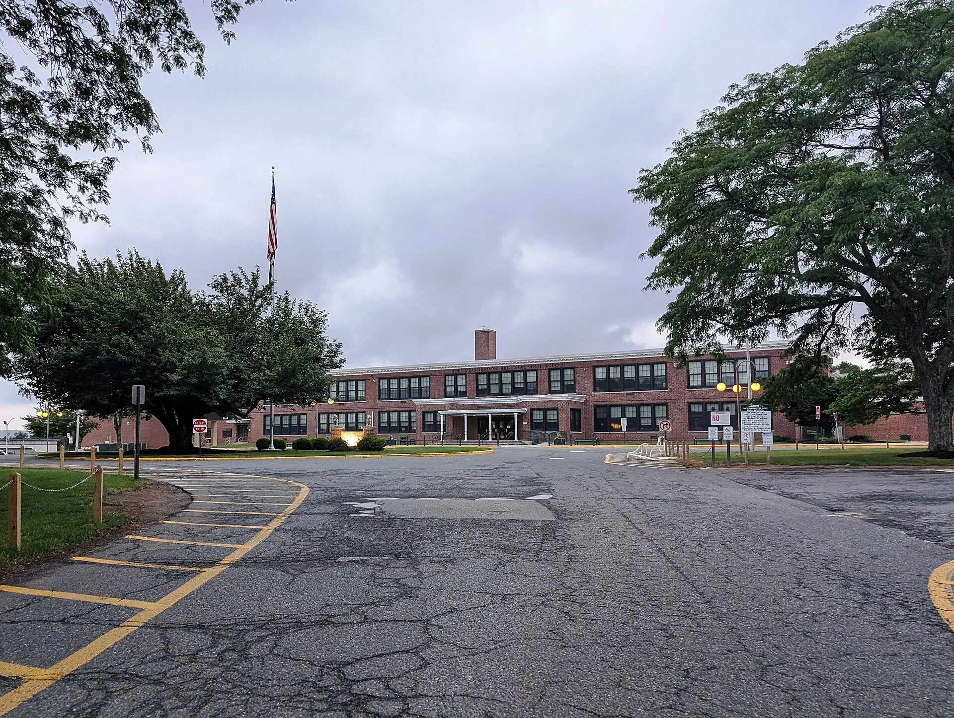 Eastern entrance of North Hunterdon Regional High School in Clinton Township, June 2026