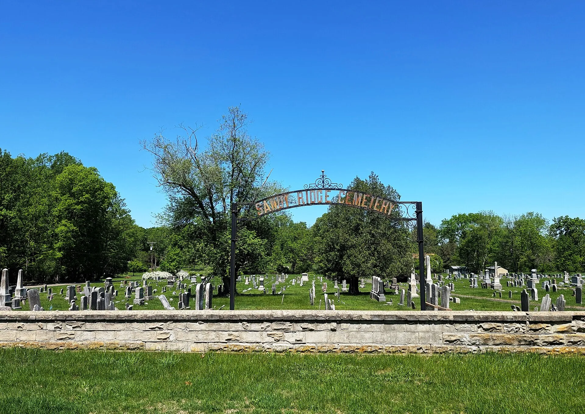 Sandy Ridge Cemetery in the village of Sandy Ridge, May 2025