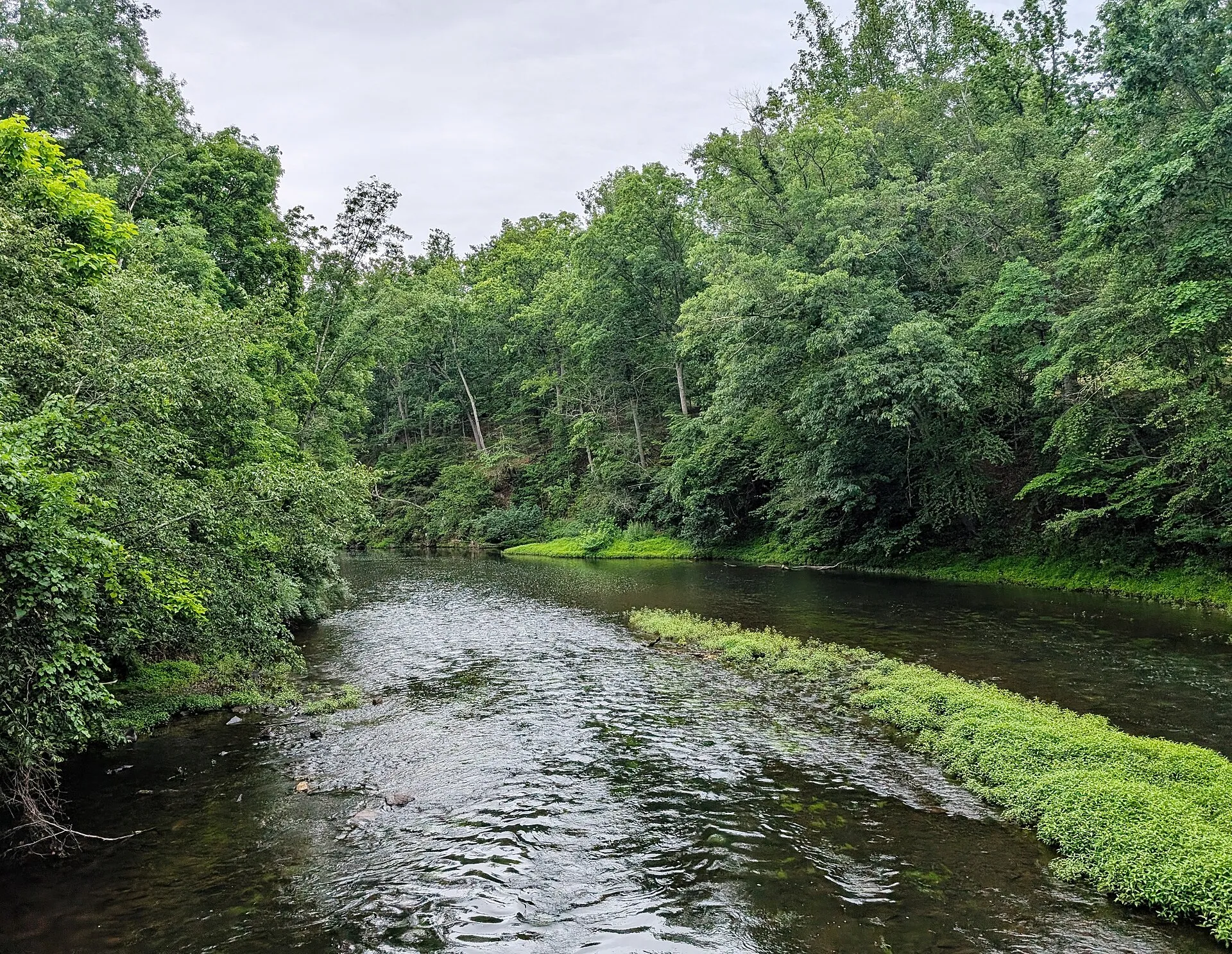 The South Branch Raritan River downstream from the Kiceniuk Bridge, June 2026