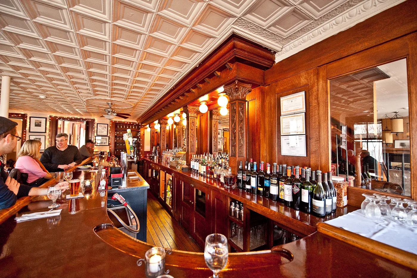 The main dining room bar of the National Hotel, Frenchtown, New Jersey