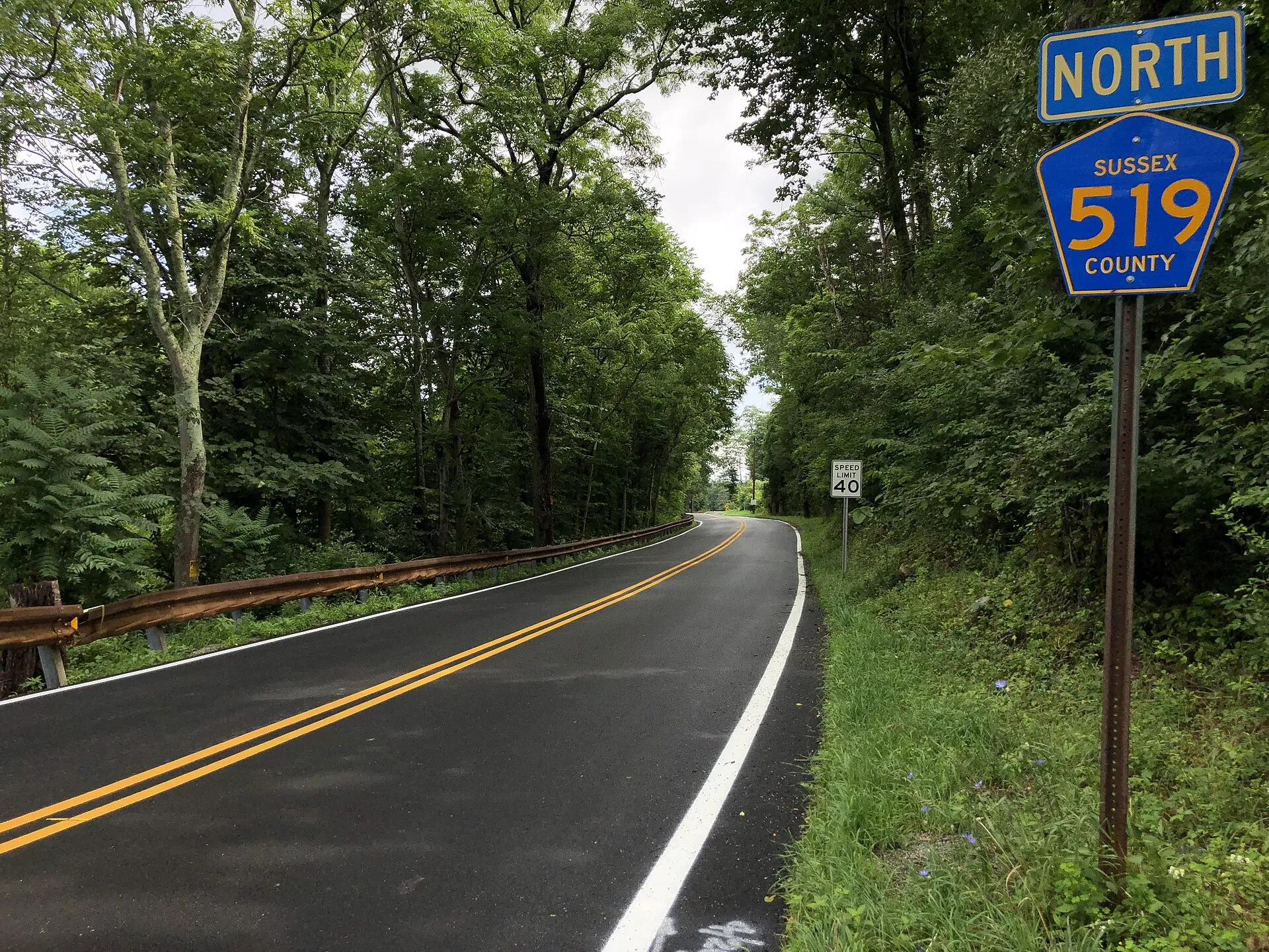 View north along Sussex County Route 519 (Hibler Road) just south of Wintermute Road in Green Township, Sussex County, New Jersey