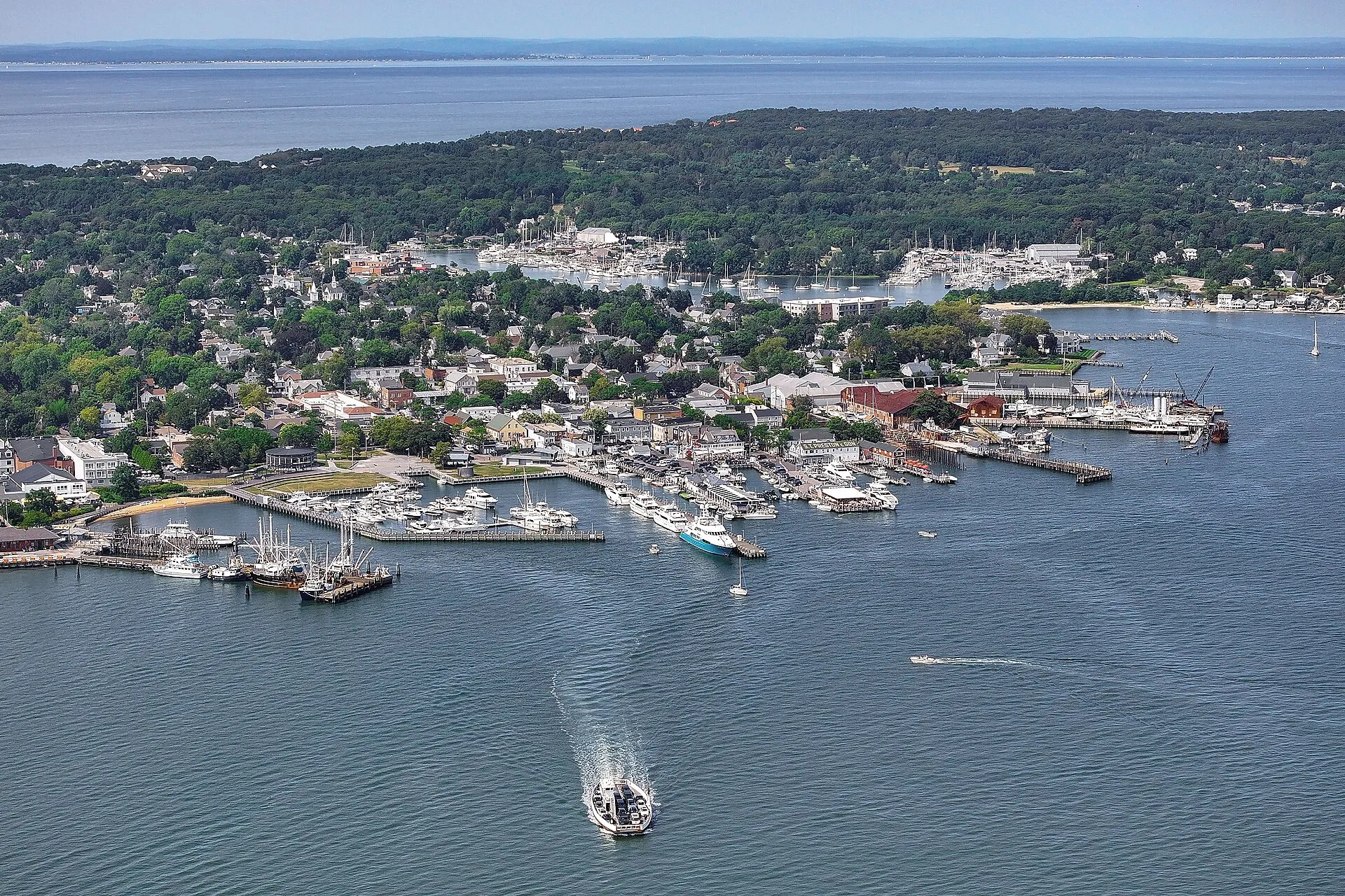 Aerial view of Greenport, New York (pop. 2,583)