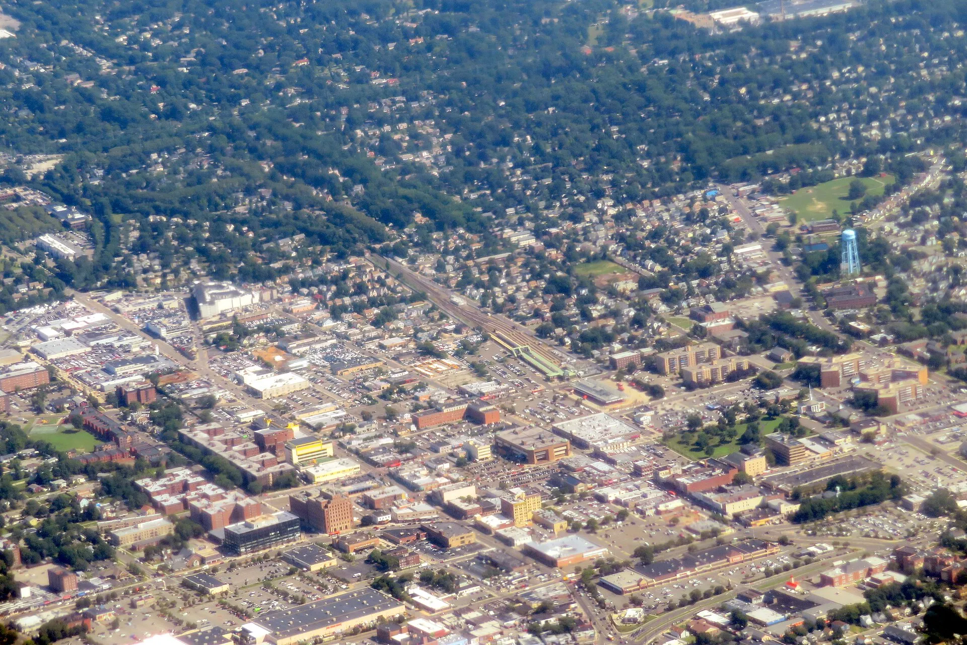 Aerial view of Hempstead, New York in July 2019