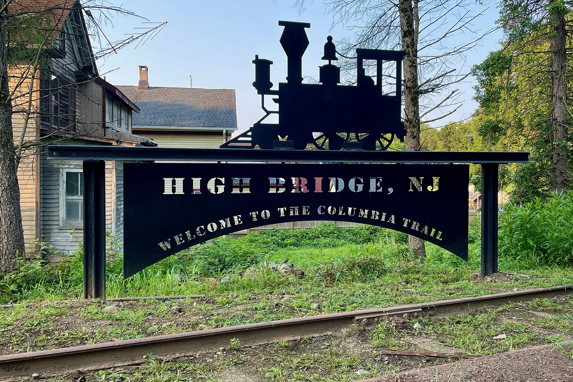 Columbia Trail trailhead sign in High Bridge, New Jersey