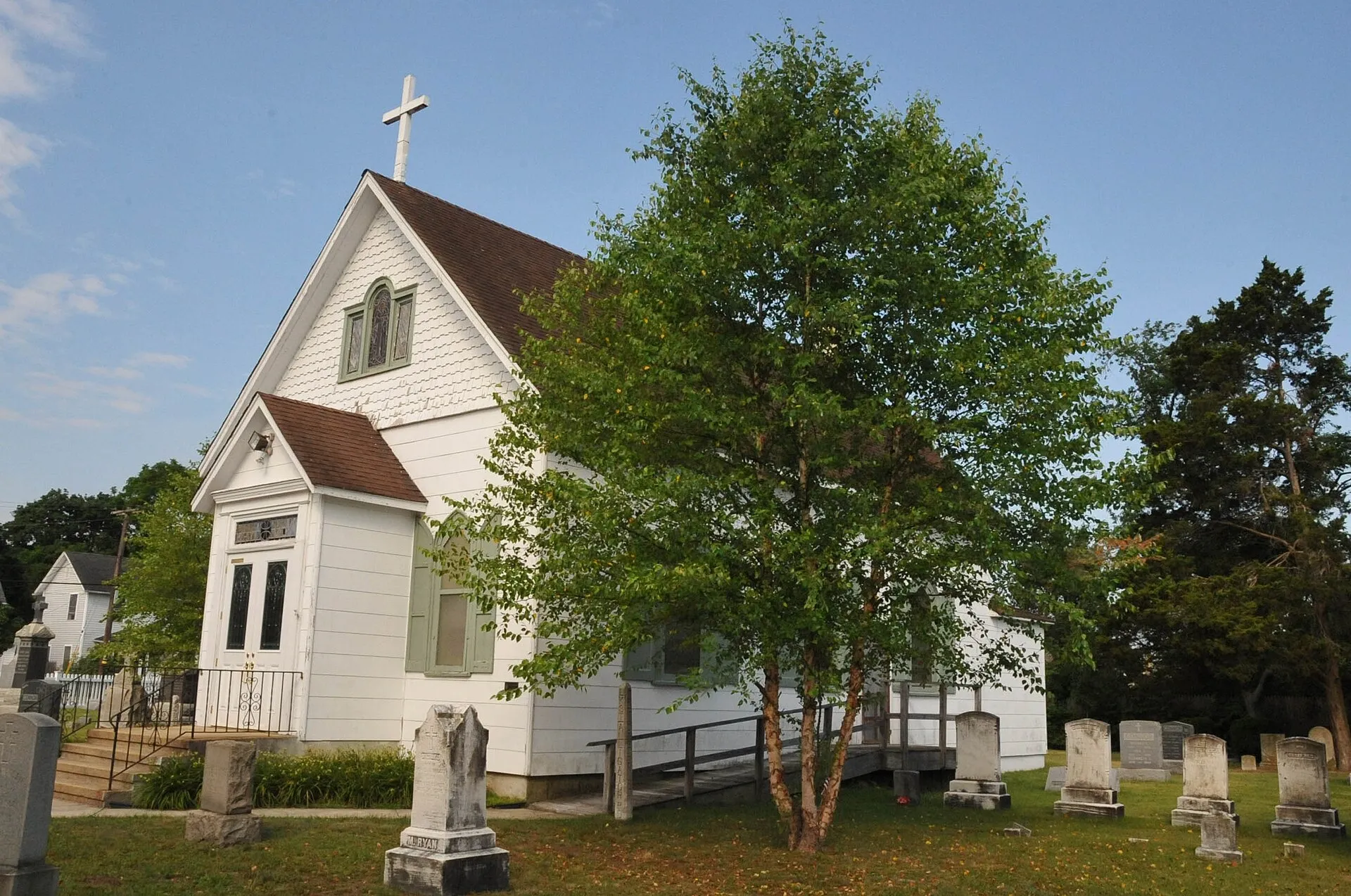 SOCIETY MUSEUM IS HOUSED IN OLD ST. JOHN’S ROMAN CATHOLIC CHURCH, THE OLDEST IN OCEAN COUNTY.  INSIDE ARE THE CHARRED REMAINS OF THE HINDENBURG DIRIGIBLE