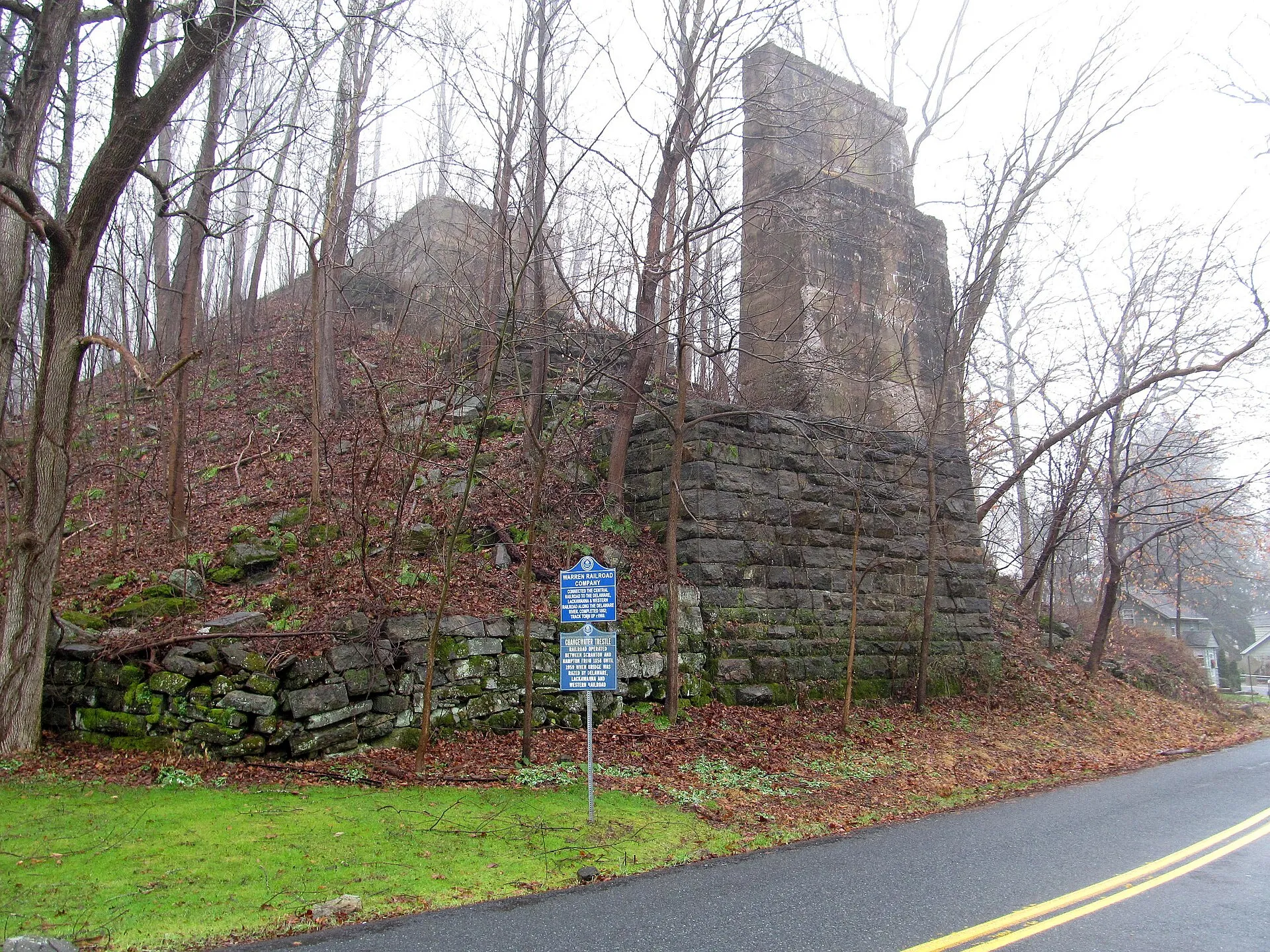 The Changewater Trestle carrying a rail line over the Musconetcong River at Changewater