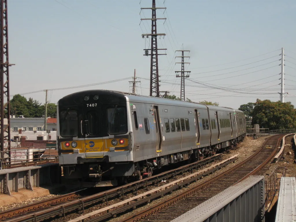 Long Island Rail Road train #108 departs Lynbrook en route to Babylon