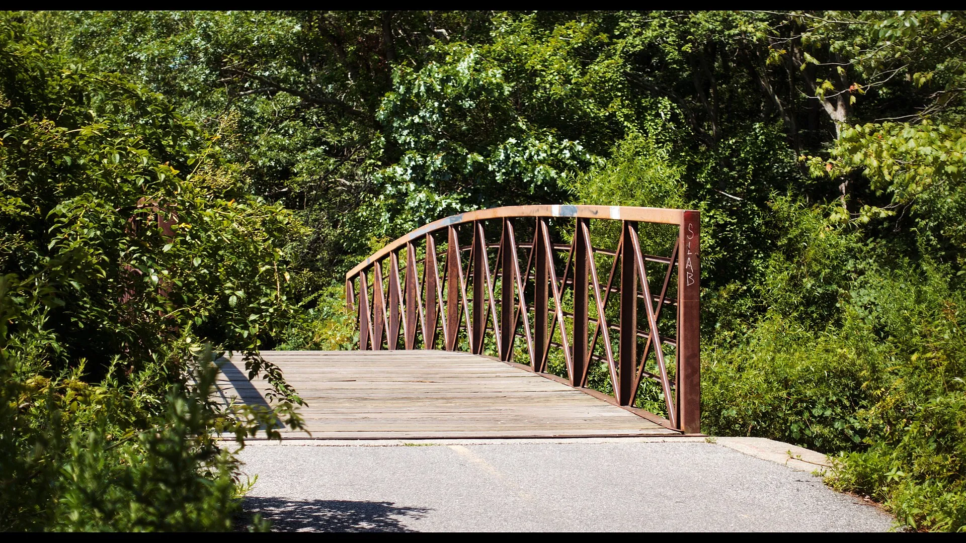A bridge in the Massapequa Preserve, the village's signature nature area