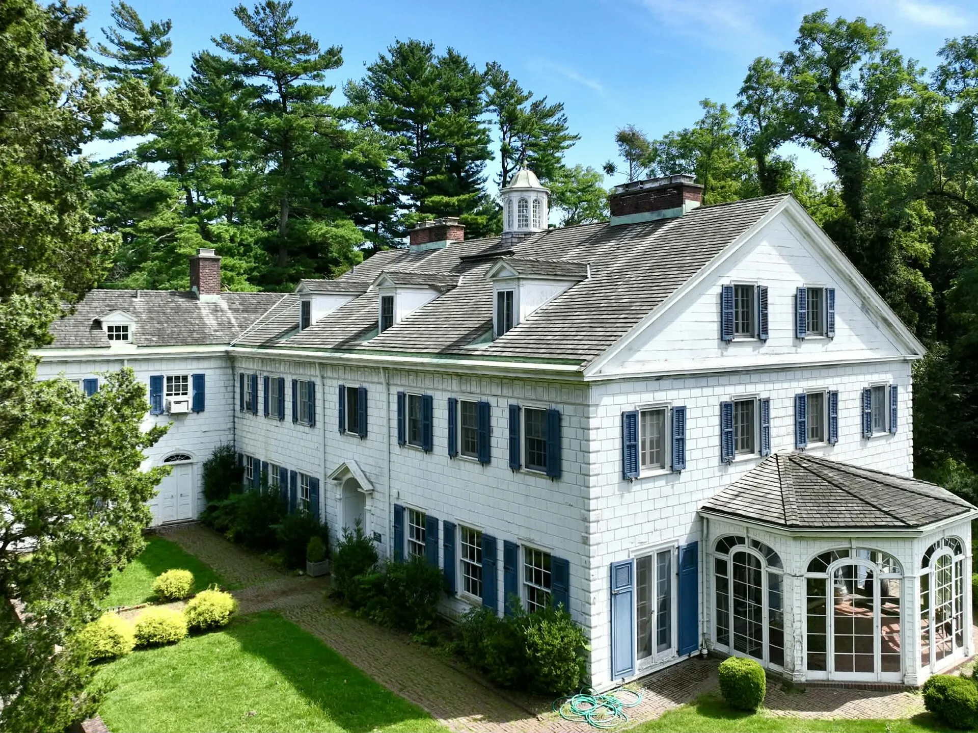Aerial view of the Nassau Hall estate in Muttontown