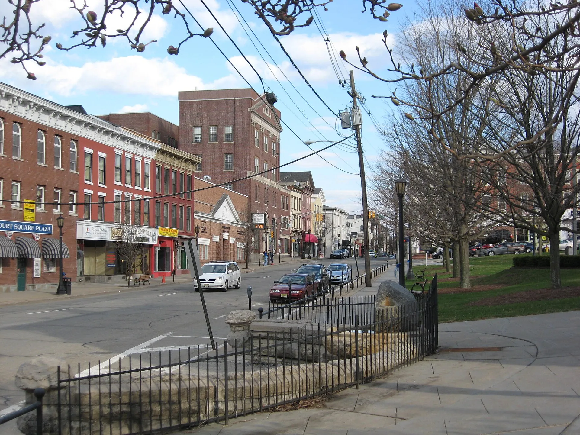 Spring Street commercial district as seen from the Newton Town Green, Newton, NJ