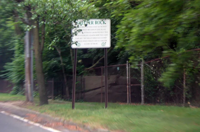 Shelter Rock, a glacial erratic deposited about 11,000 years ago, on the North Hills/Manhasset border