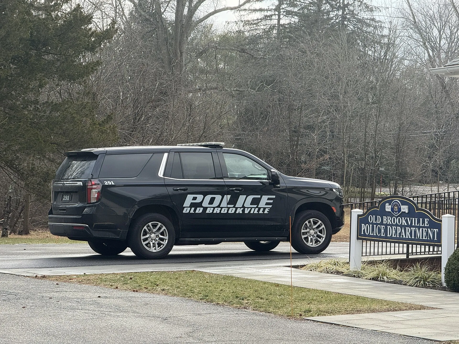 An Old Brookville Police Department patrol vehicle at village police headquarters, January 2026