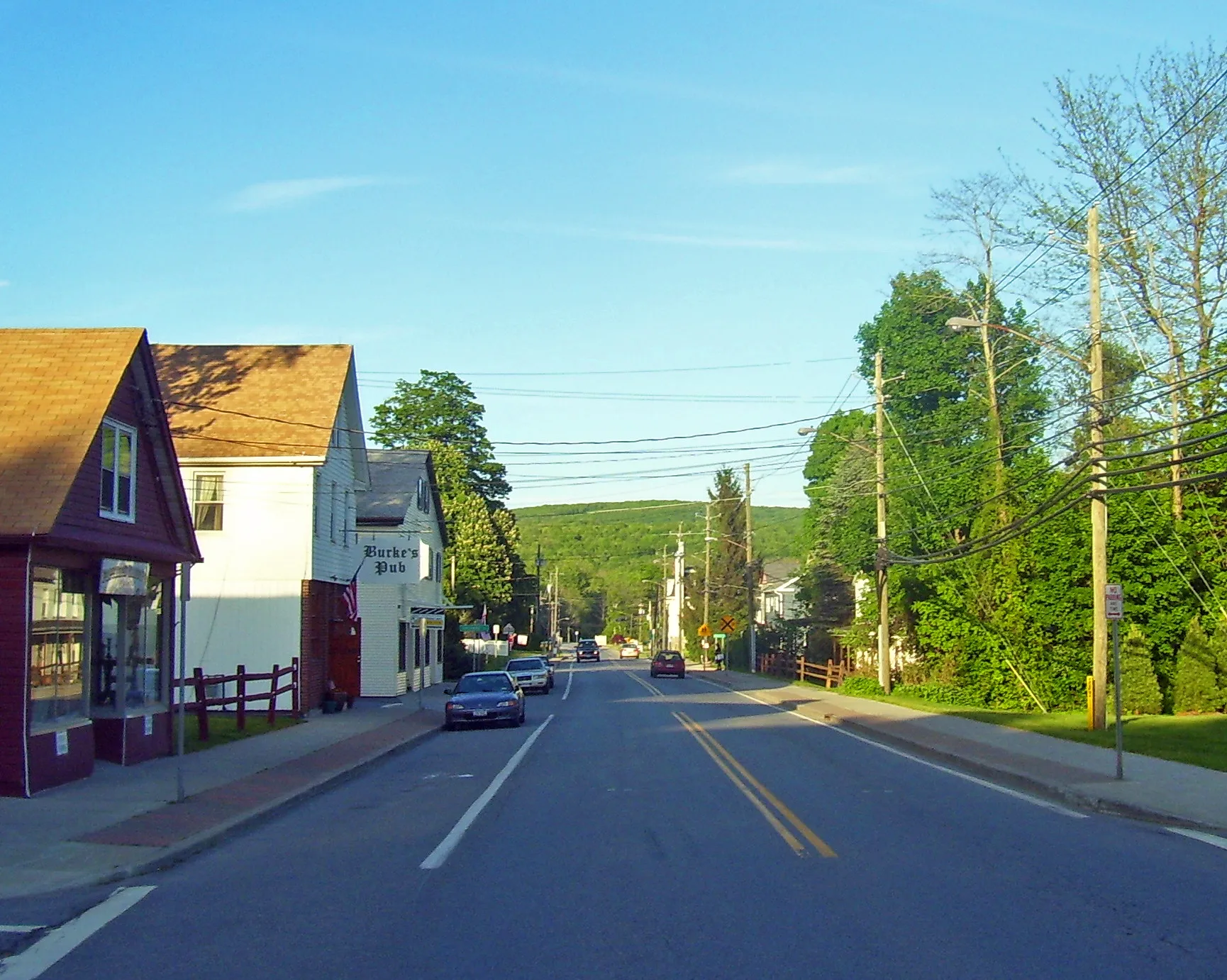 Looking north (actually east at this point) along NY 311 through downtown Patterson, NY