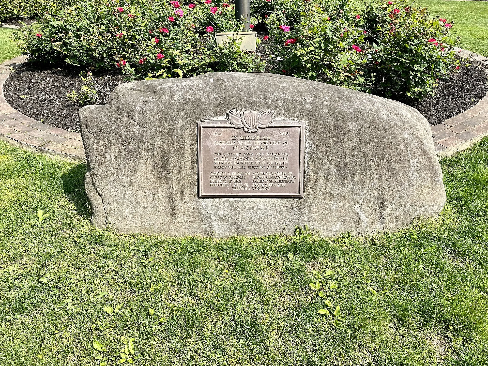 Plandome's World War II Memorial by Village Hall, May 2021