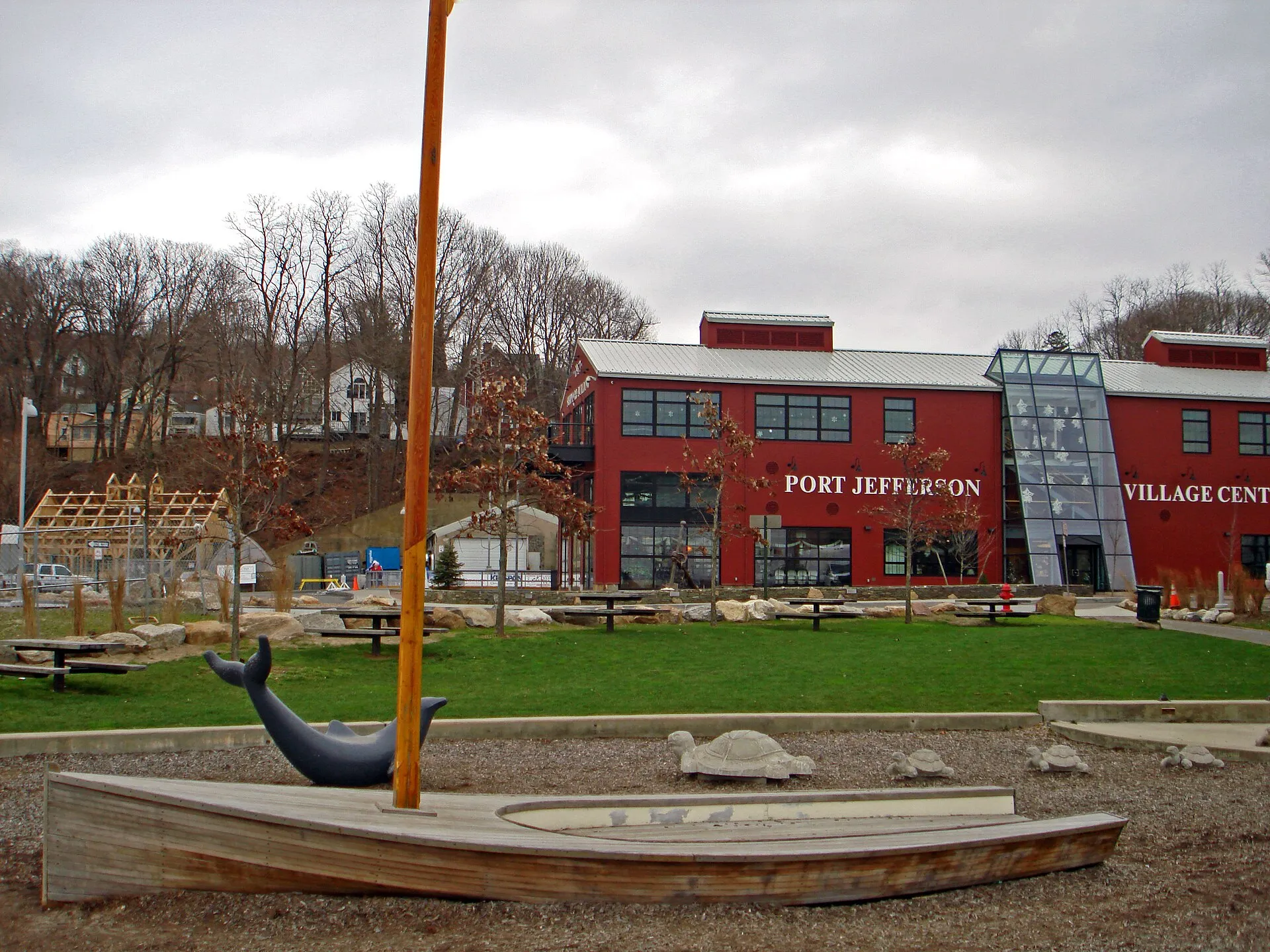 Village Center as seen from the harbor in Port Jefferson
