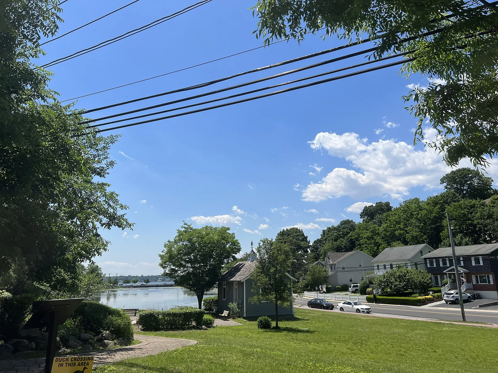 Mill Pond Park as seen from Harbor Road, June 2022