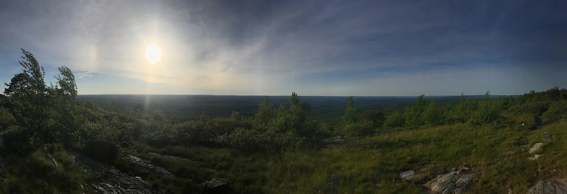 Panorama of Blue Mountain Peak along the Appalachian Trail in Stokes State Forest, taken near sunset