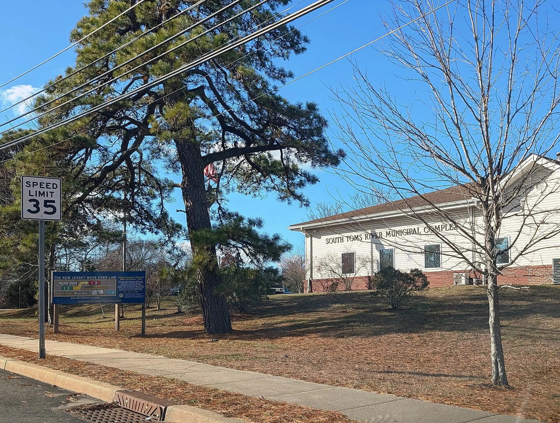 Photo of the South Toms River, New Jersey Municipal Complex. Photo taken from County Route 619 (Double Trouble Road) looking southwest