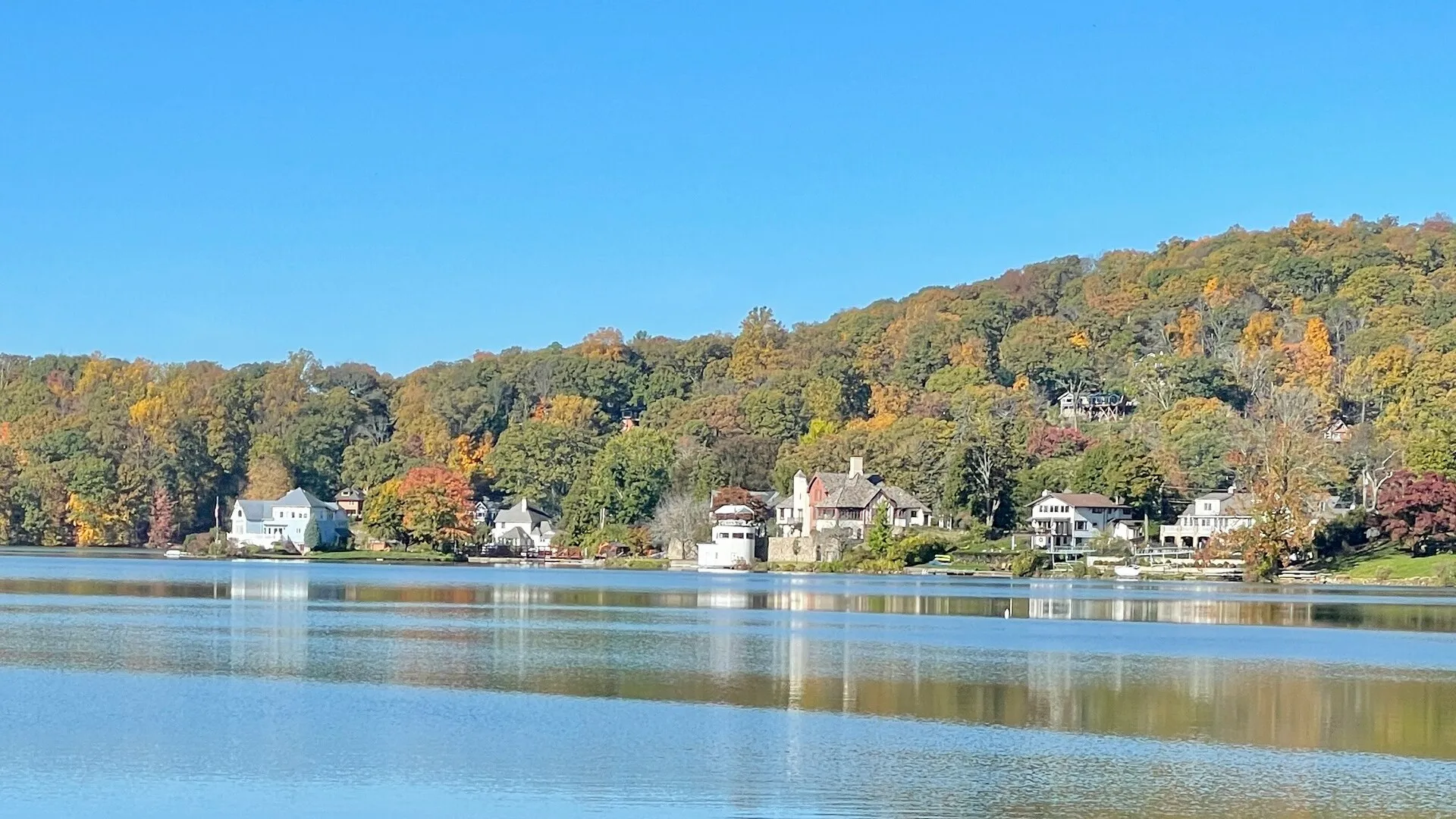 View of the shore of Lake Mohawk near the community of Lake Mohawk, Sussex County, New Jersey