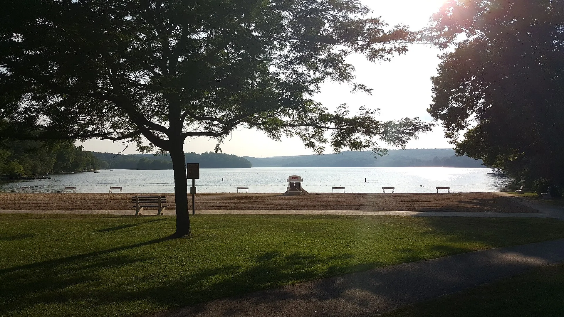 Swartswood Lake seen from the state park beach