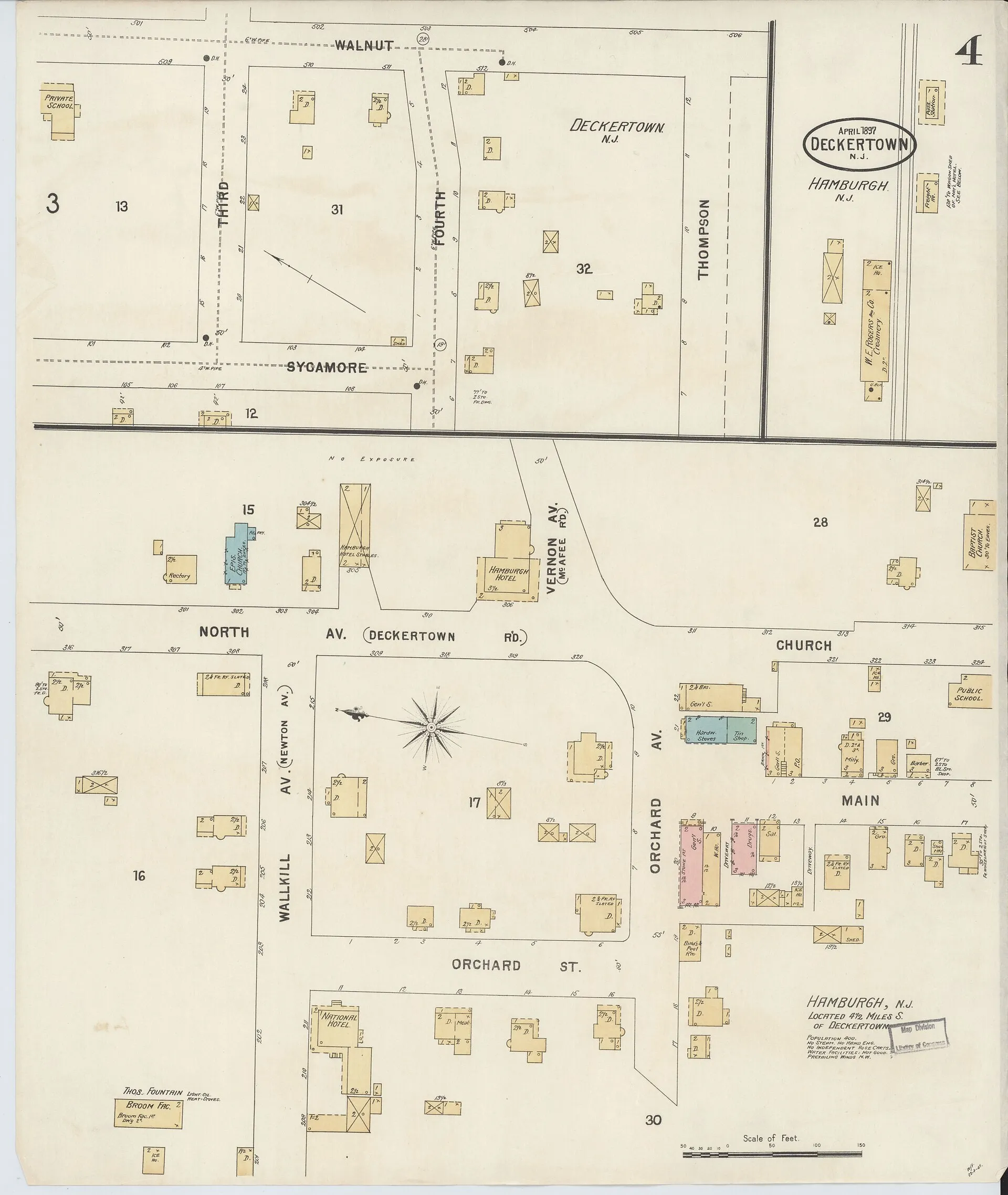 Sanborn Fire Insurance Map of Deckertown, Sussex County, New Jersey (April 1897) — Sussex Borough's former name
