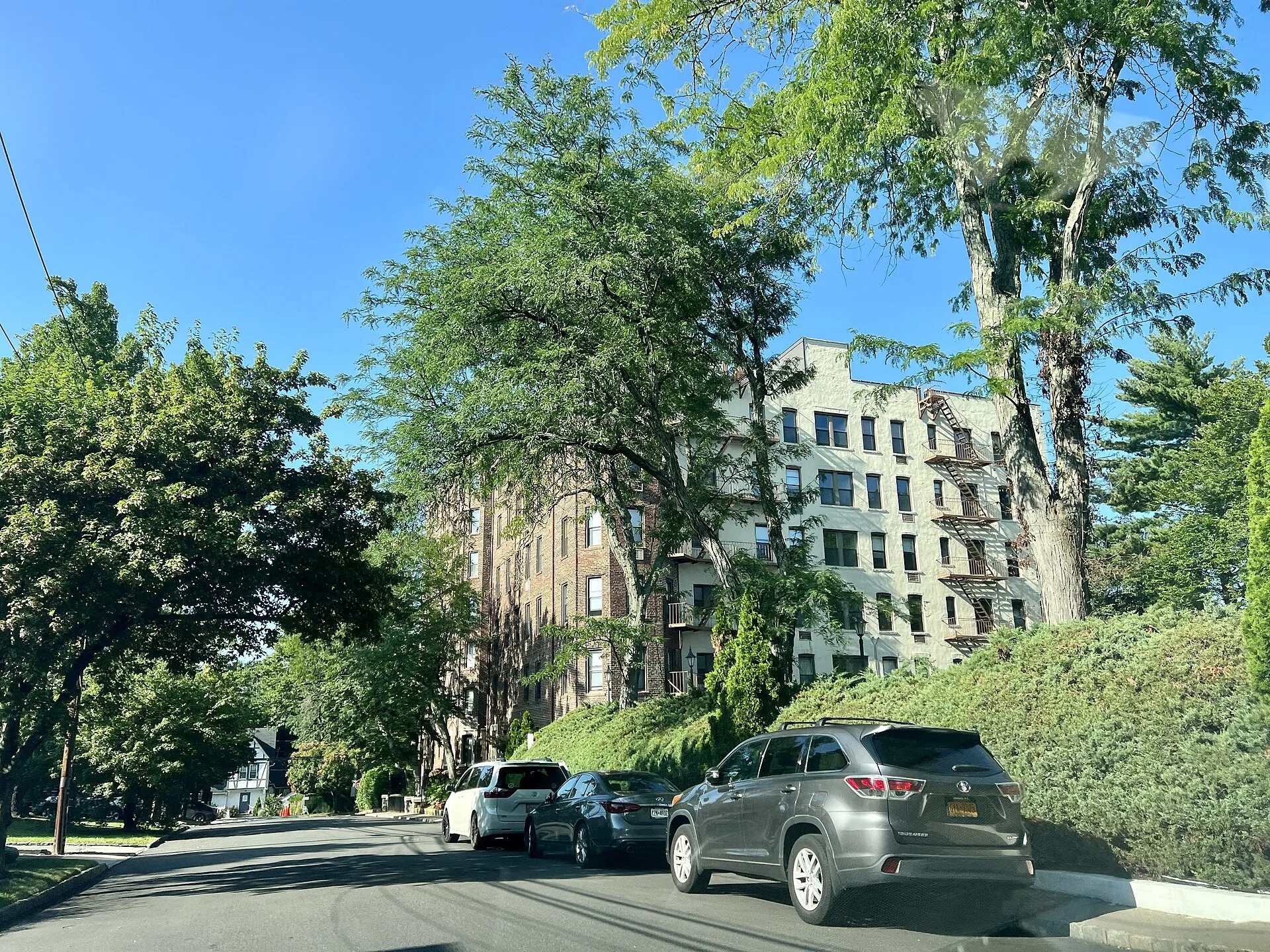 The Spruce Tower apartment building on Spruce Street, Thomaston, August 2024