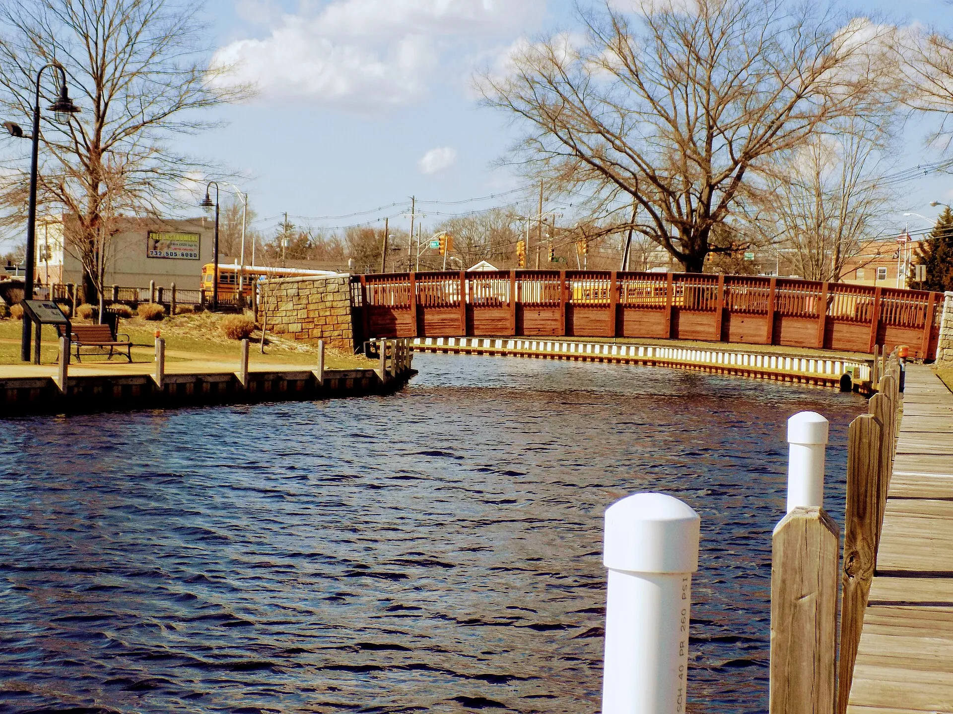 Walking path bridge named for Thomas Luker, spans the Toms River in downtown's Huddy Park