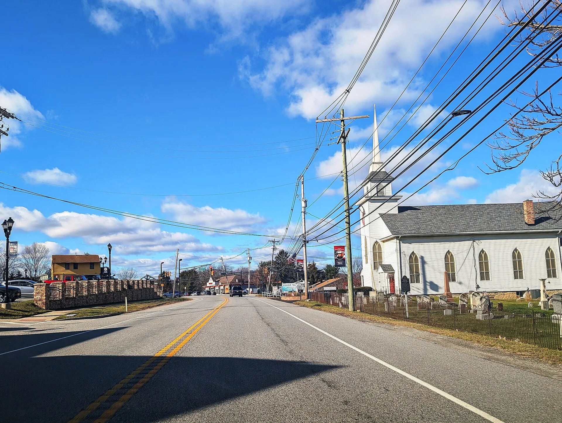 Southbound New Jersey Route 94 through Vernon town center (November 2025)