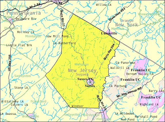 U.S. Census Bureau map of Wantage Township, Sussex County, New Jersey