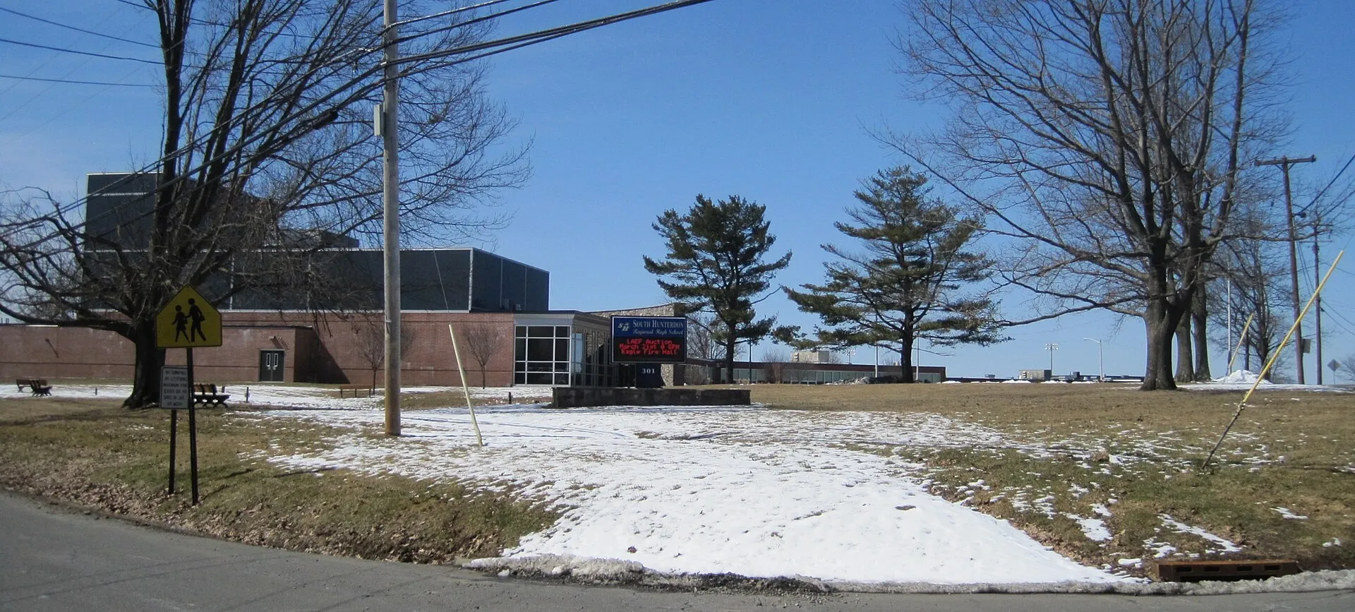 The front of South Hunterdon Regional High School, serving West Amwell, Lambertville, and Stockton