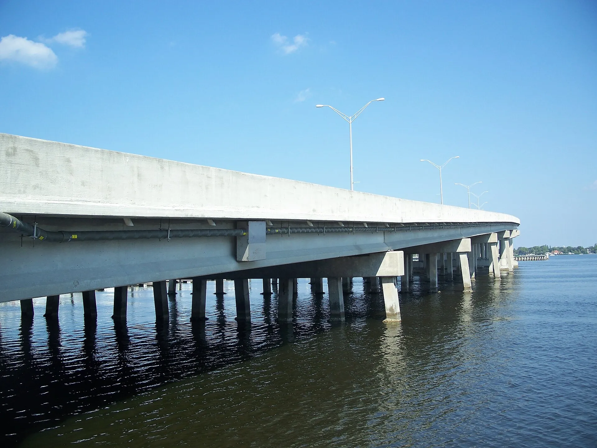 Green Bridge (US-41) over the Manatee River, viewed from below.