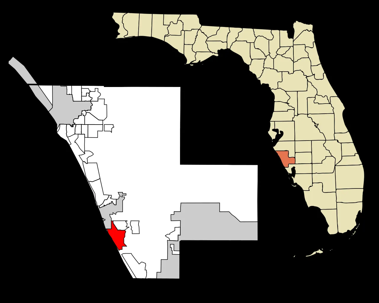 Location of South Venice in Sarasota County, Florida