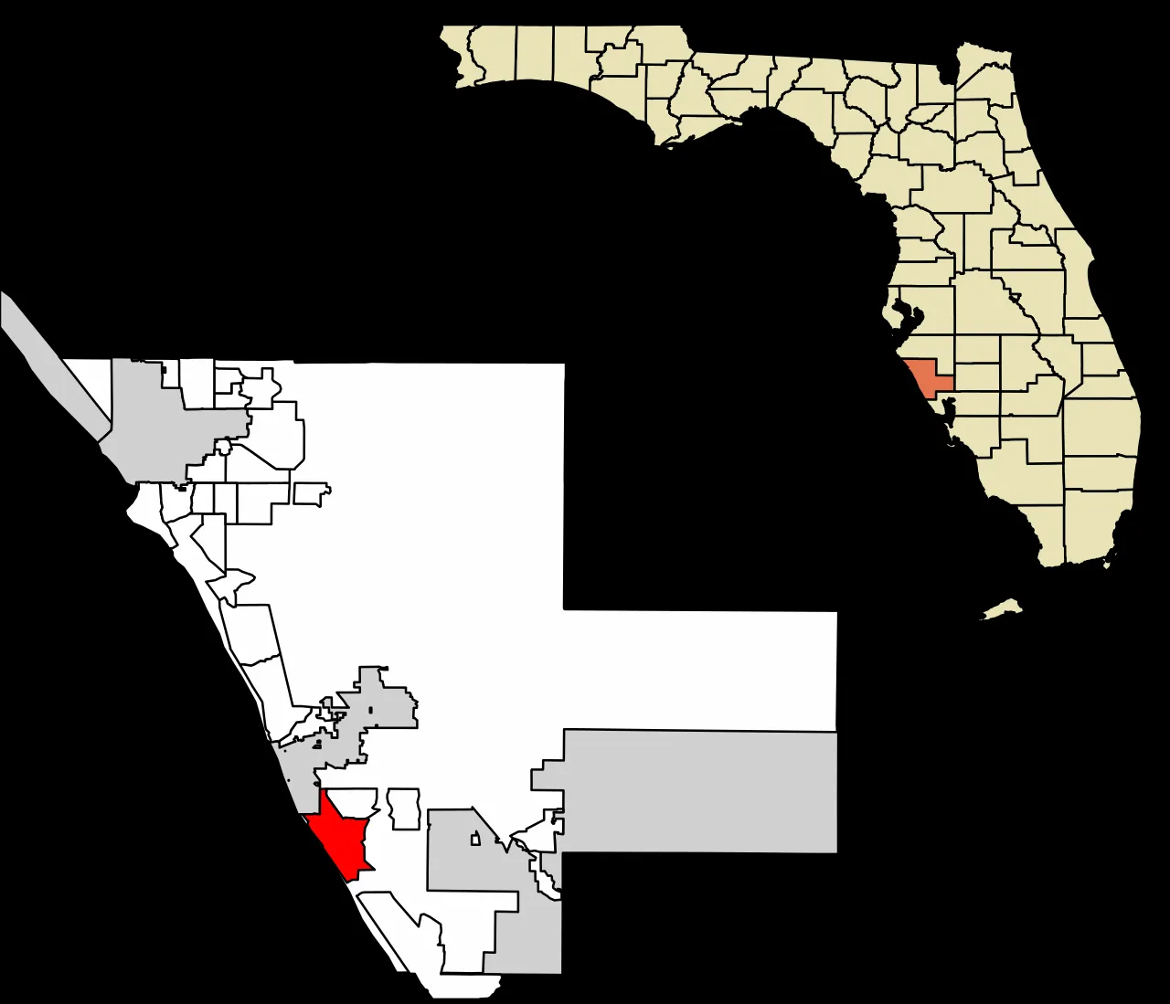 Location of South Venice in Sarasota County, Florida