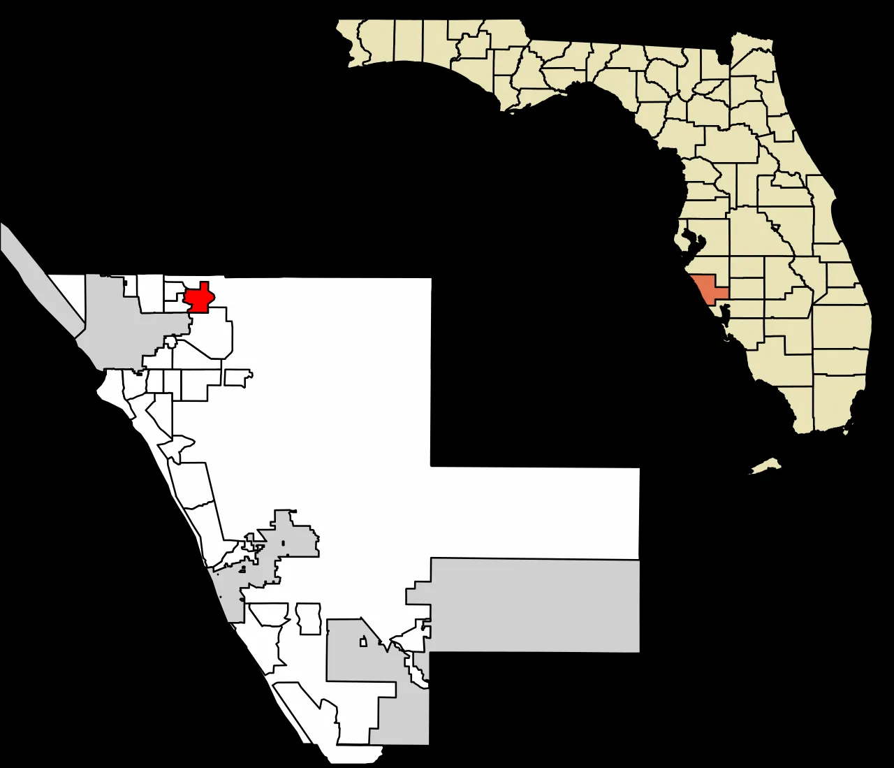 Location of The Meadows in Sarasota County, Florida