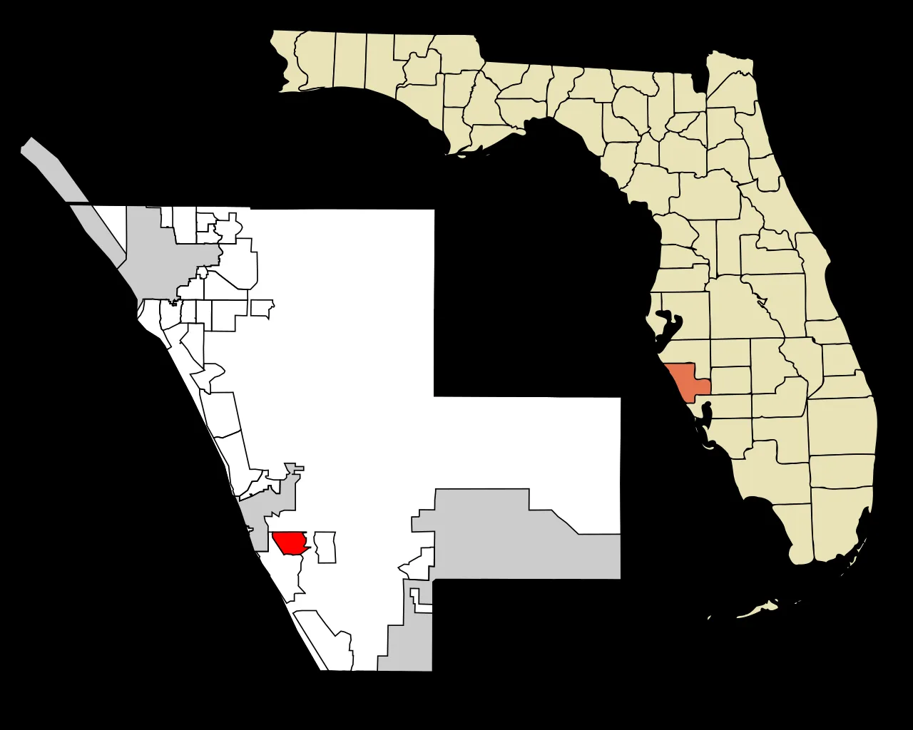Location of Venice Gardens in Sarasota County, Florida