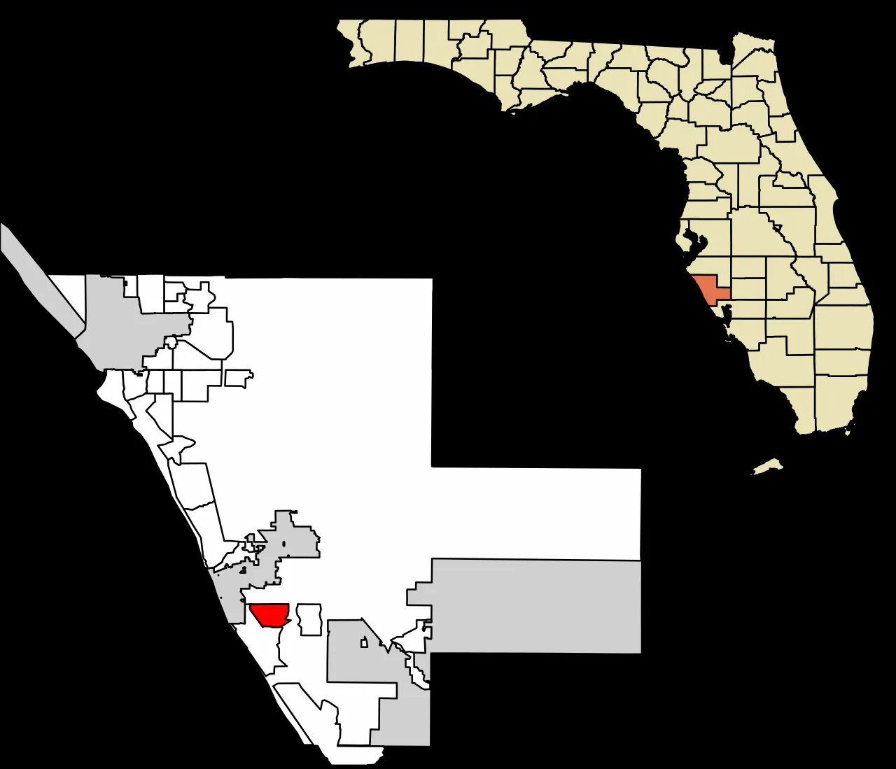 Location of Venice Gardens in Sarasota County, Florida